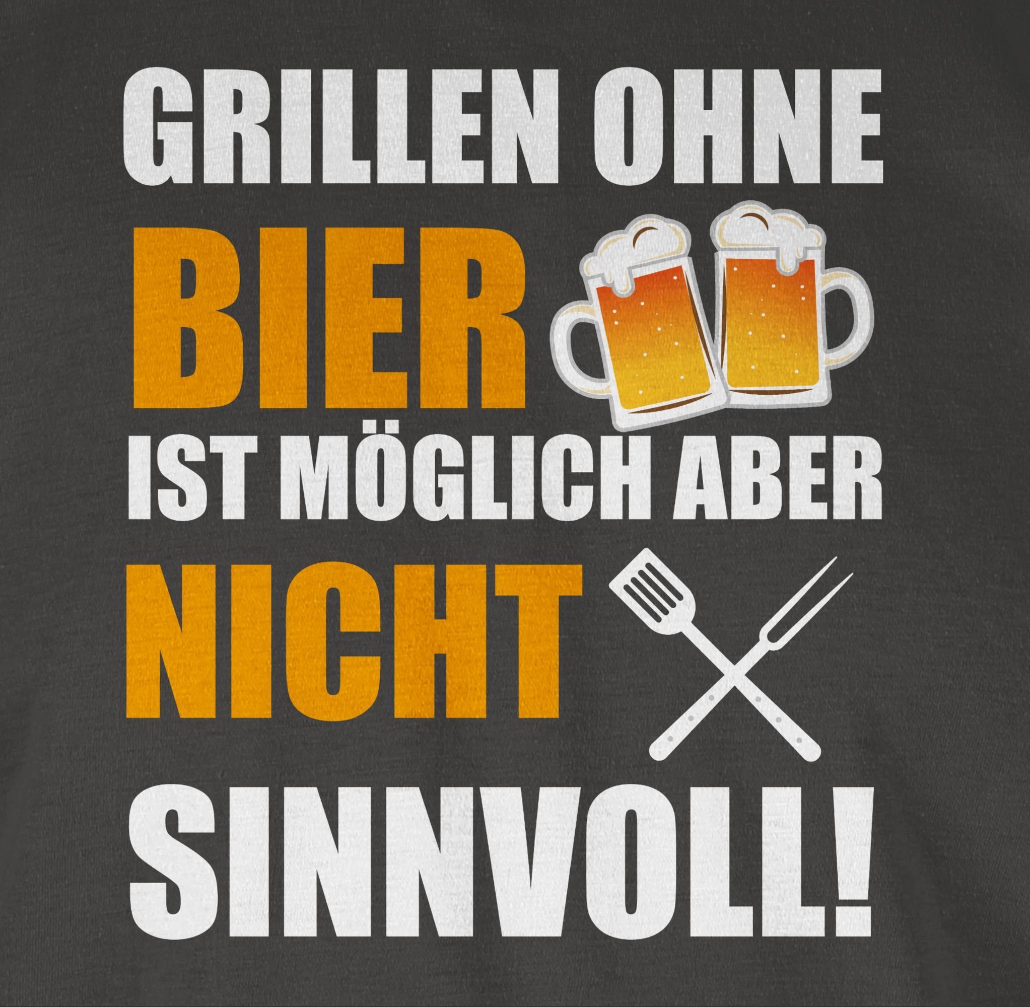 03 Dunkelgrau Bier ist Grillen ohne Grillen sinnvoll Geschenk nicht & Grillzubehör weiß Shirtracer T-Shirt