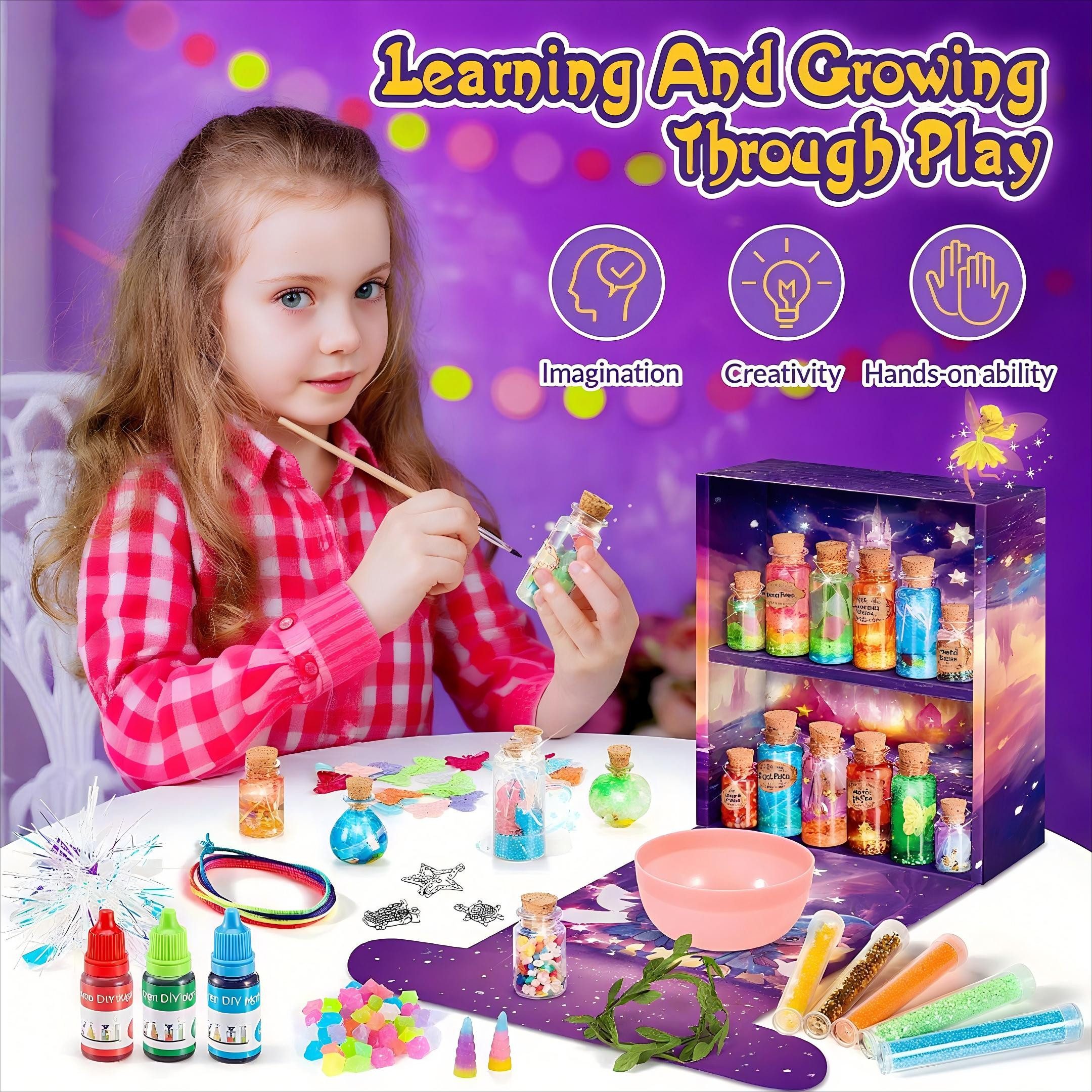 POPOLIC Kreativset Zaubertrank Set Bastelset Kinder ab 6-11 Jahre Kreative Geschenk, (1-tlg., Zaubermischung Basteln für Mädchen 8 9 10 Jahre, Fantasie), für Kinder-Spielzeug ab 6 7 8 9 10 Jahre Mädchen & Jungen