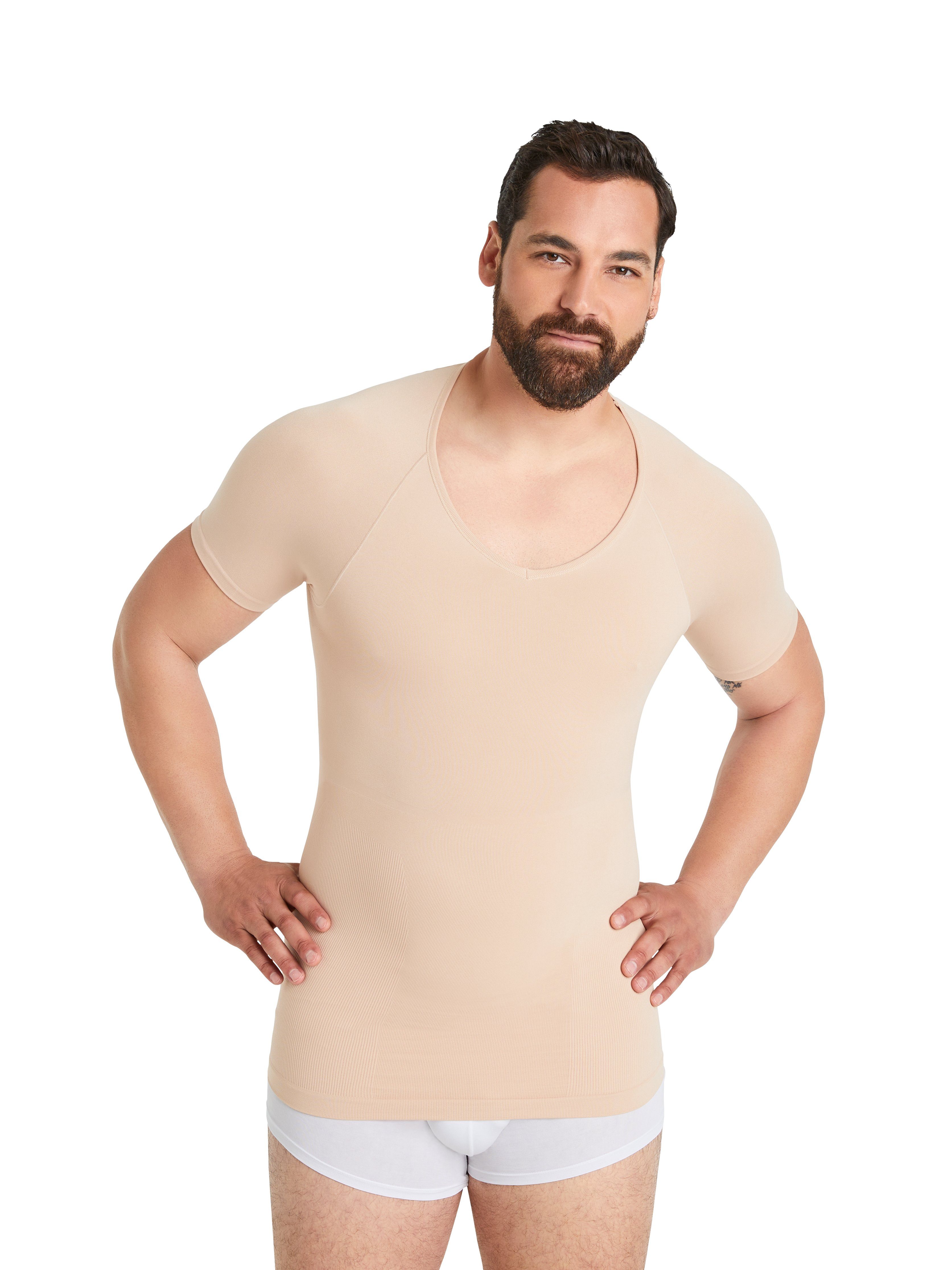 FINN Design Shapinghemd Seamless für Nähte Starker Männer Kompressions-Unterhemd Herren ohne Light-Beige Body-Shaper