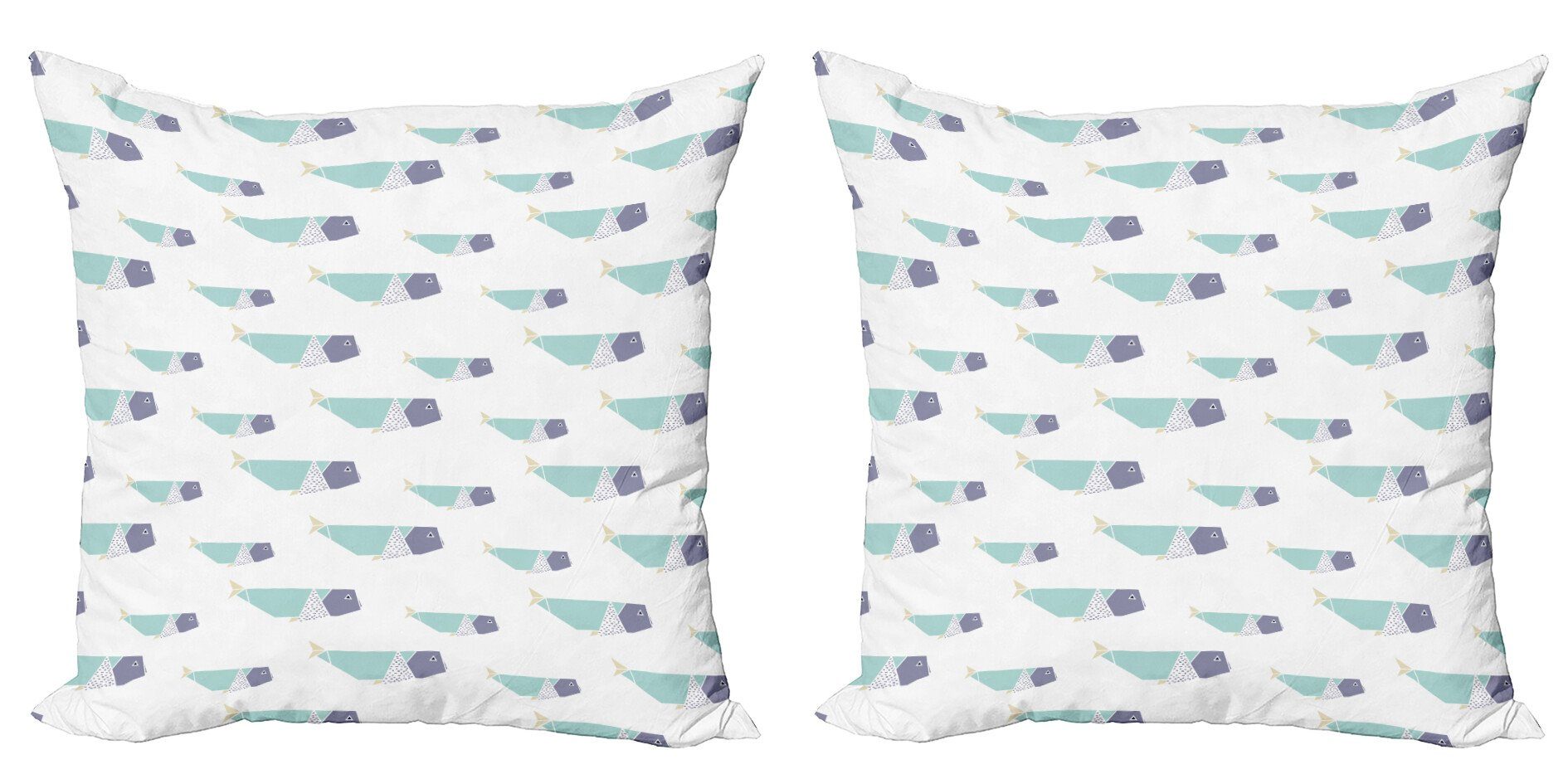 Kissenbezüge Modern Accent Doppelseitiger Digitaldruck, Abakuhaus (2 Stück), Wale Origami-Stil Säugetier Fisch