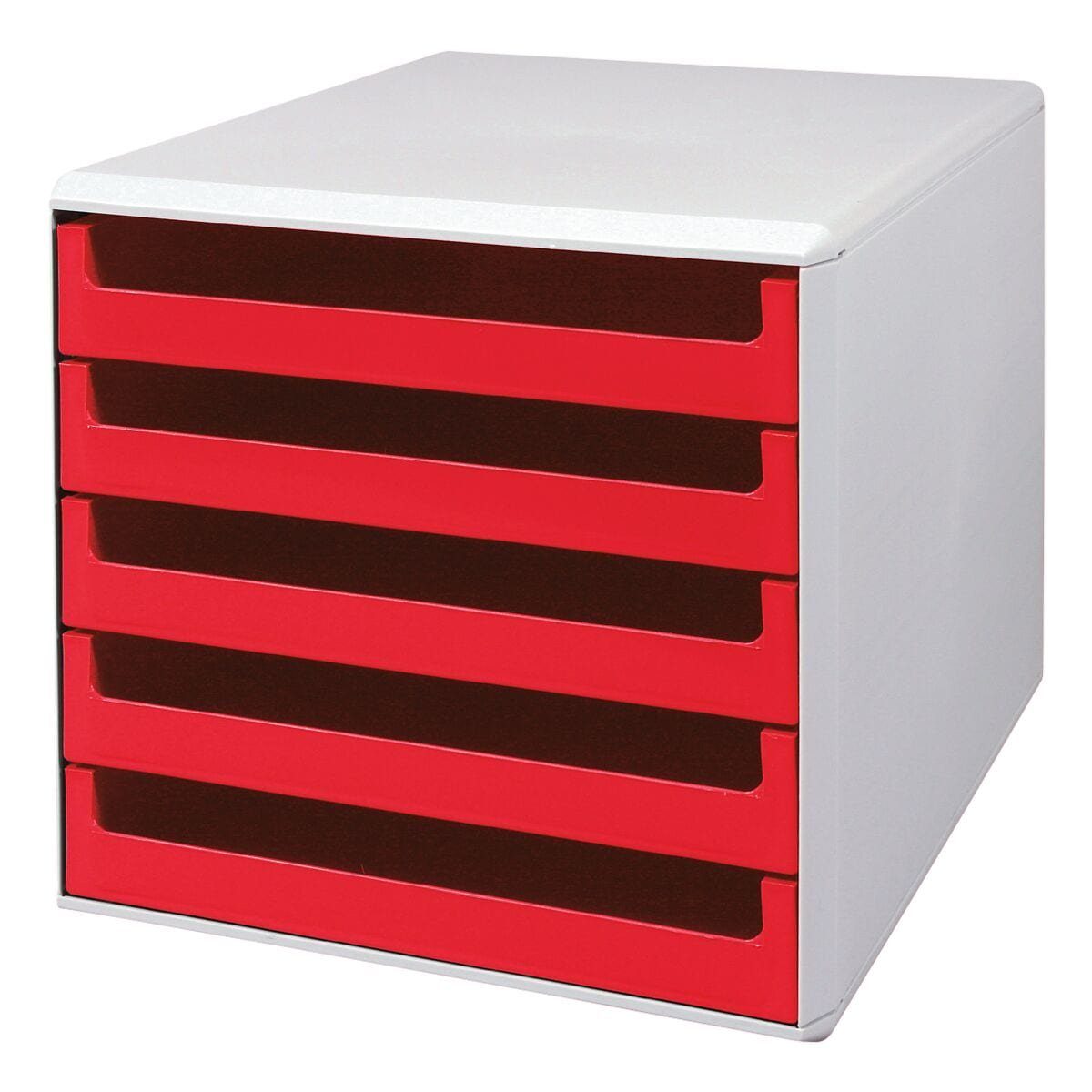 Metzger & Mendle Schubladenbox, mit lichtgrauer Hülle, 5 Schubladen, halboffen, stapelbar