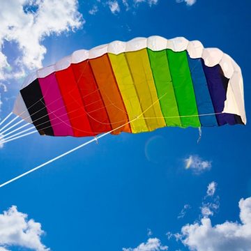 AIROW KITES Flug-Drache Lenkmatte Regenbogen bunt Zweileiner 120cm Größe