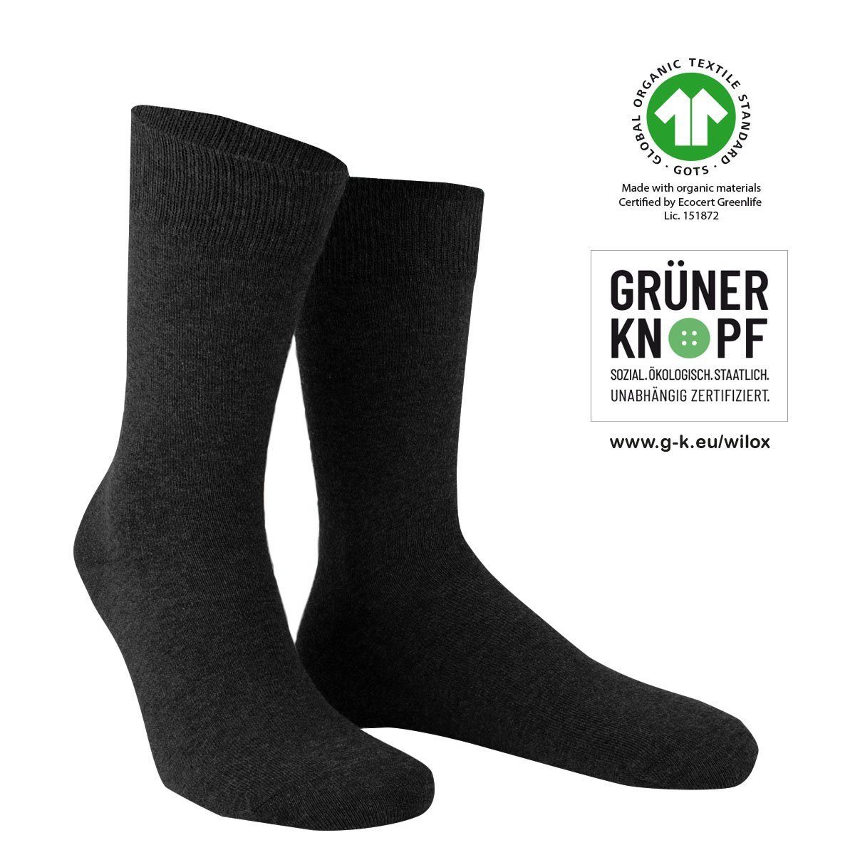 Wilox Komfortsocken Organic Cotton (1-Paar) aus hautfreundlicher Baumwolle