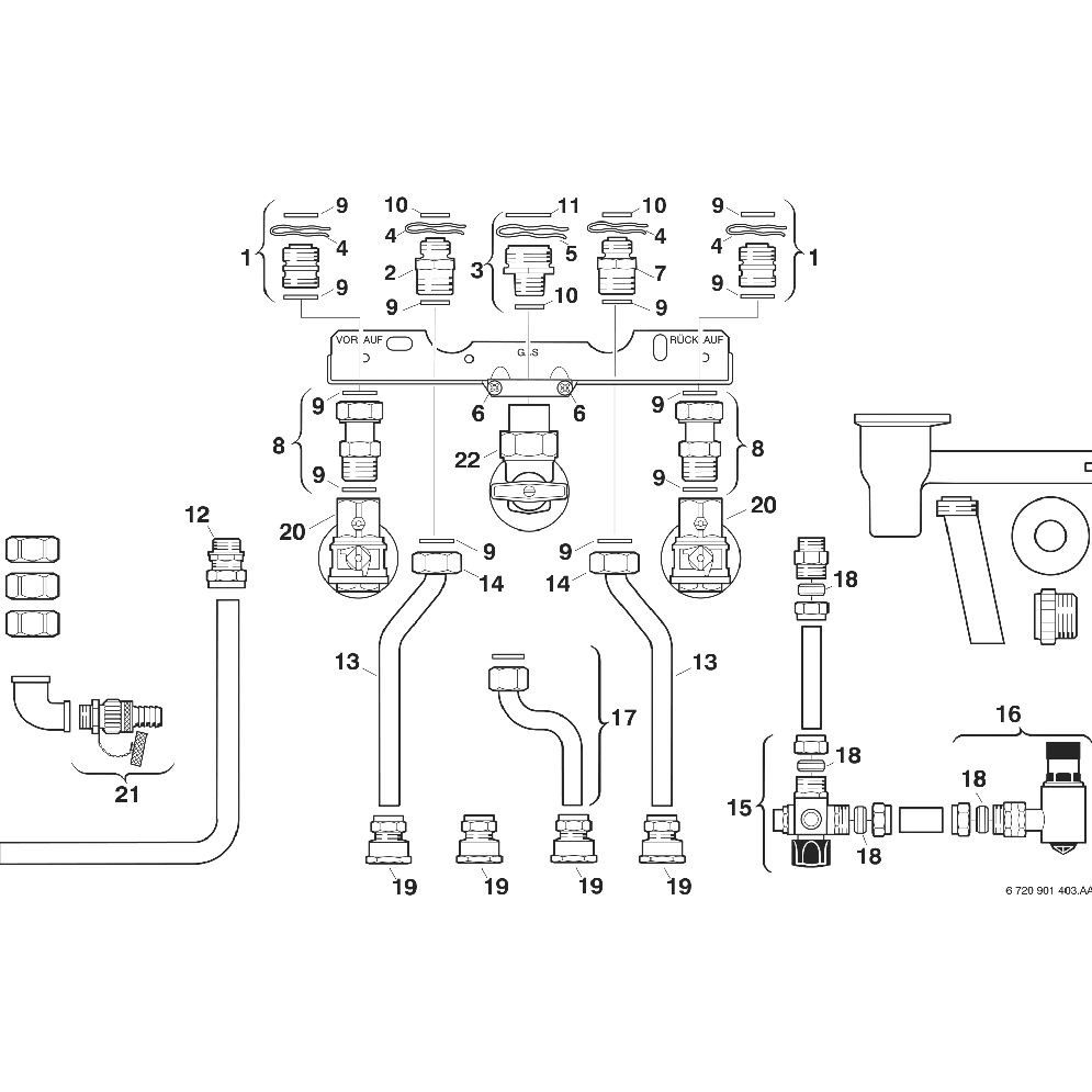 BOSCH Infrarotheizung Anschlusssatz Nr. 677 für Storacell ST 50/80-6, übereinander Unterputz, Anschlusssatz Nr. 677