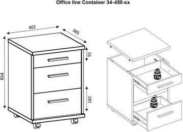 BEGA OFFICE Rollcontainer Büro-Rollcontainer mit Schubladen, Rollcontainer Rollbar
