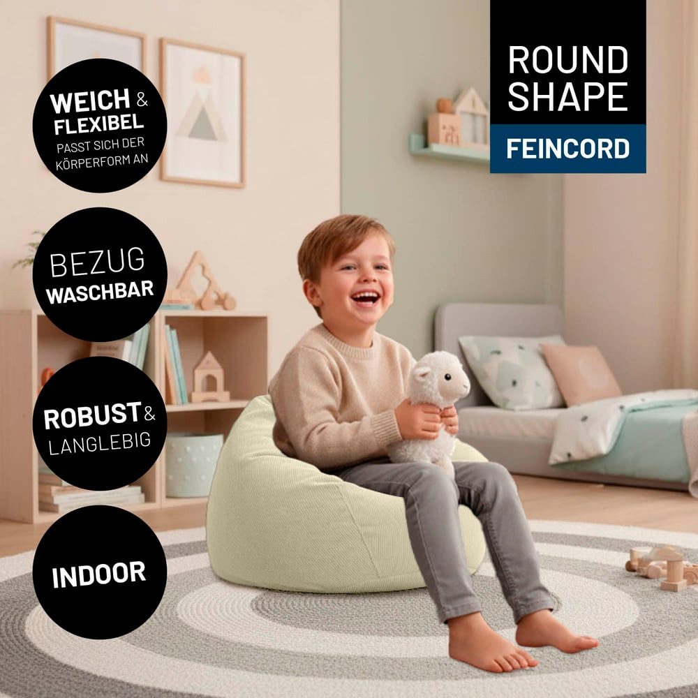 Lumaland Sitzsack Comfort Line Sitzsack Fein Cord M, 120 L - bequemer Indoor Sofa Sessel, ideal zum Pouf - EPS Perlen Bean Bag mit Füllung - Indoor Sitzsessel – Bild 3 von 5