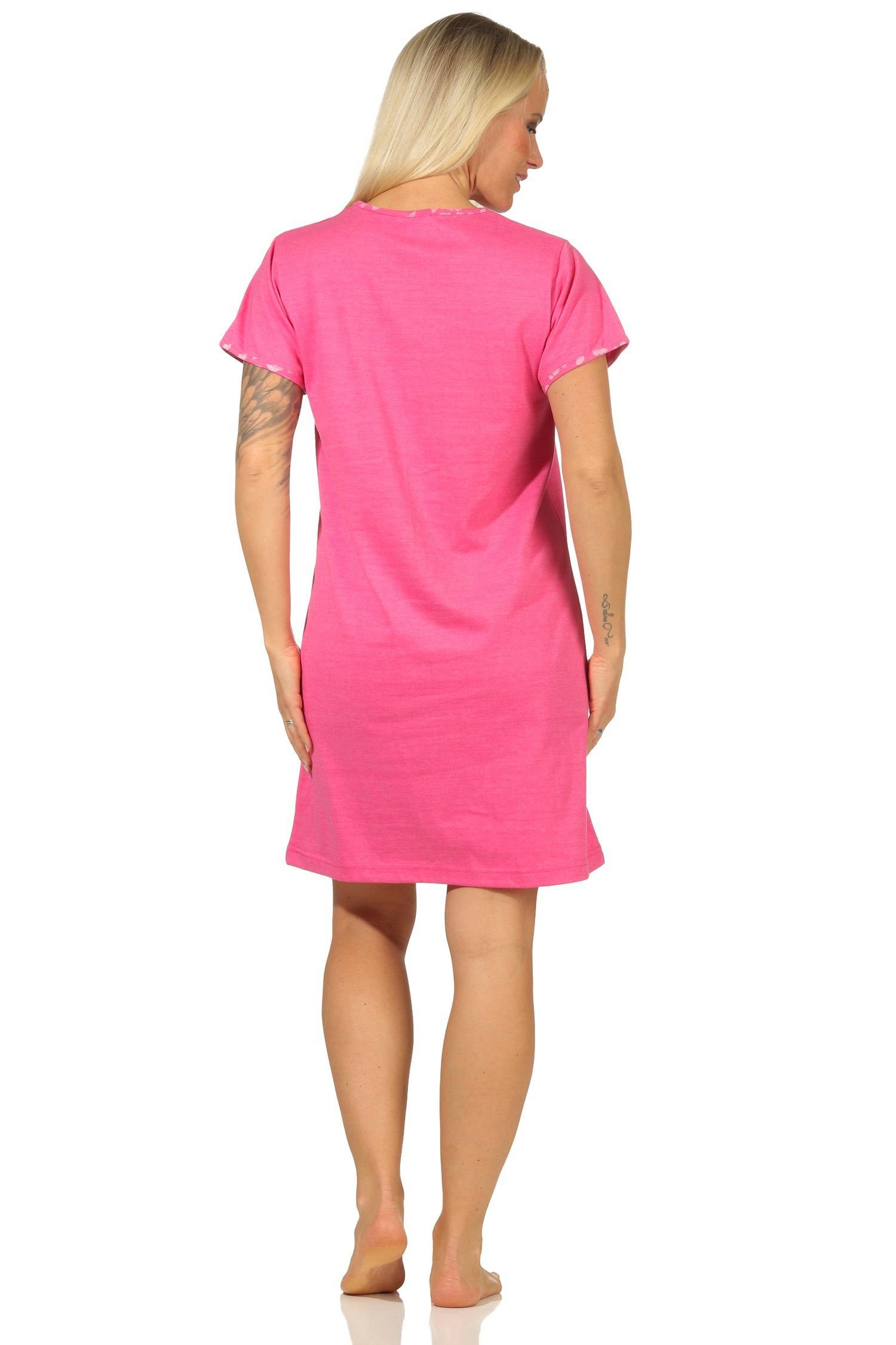 RELAX by pink kurzarm Nachthemd 67140 Normann Damen tollem mit - Nachthemd Motiv