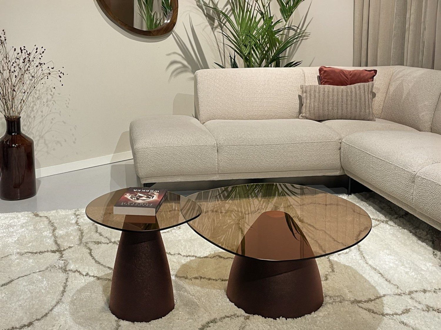 Natur24 Couchtisch Brix Couchtisch 86 x 76 x 35 cm Glas Braun