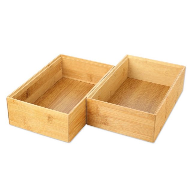Schramm Aufbewahrungsbox “Schramm® 2 Stück Aufbewahrungsboxen aus Bambus stapelbar 4 Größen Schubladen Box Ordnungsbox Boxen Organizer Aufbewahrung Set” (23 St)