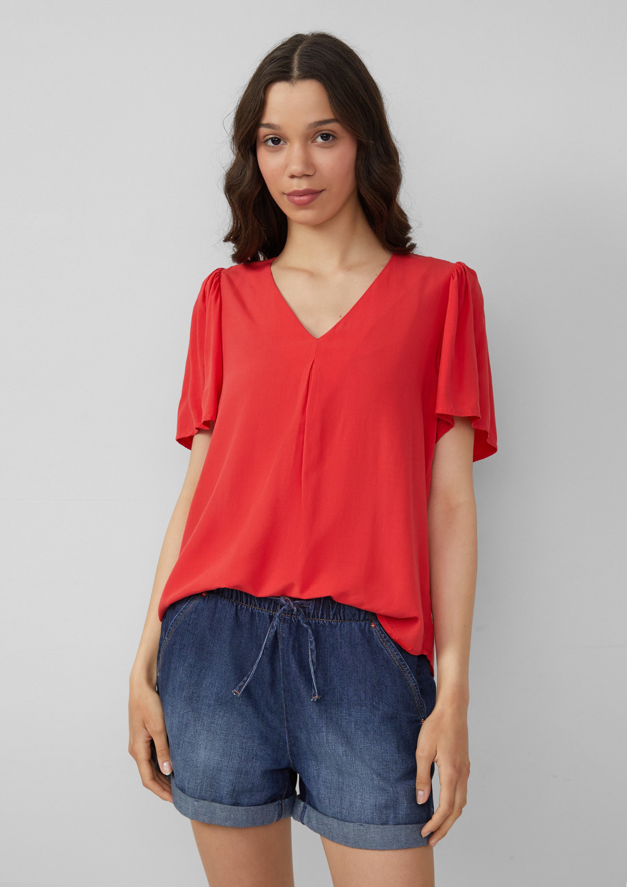 QS Kurzarmbluse Bluse Feminine Kurzarmbluse aus günstig online kaufen