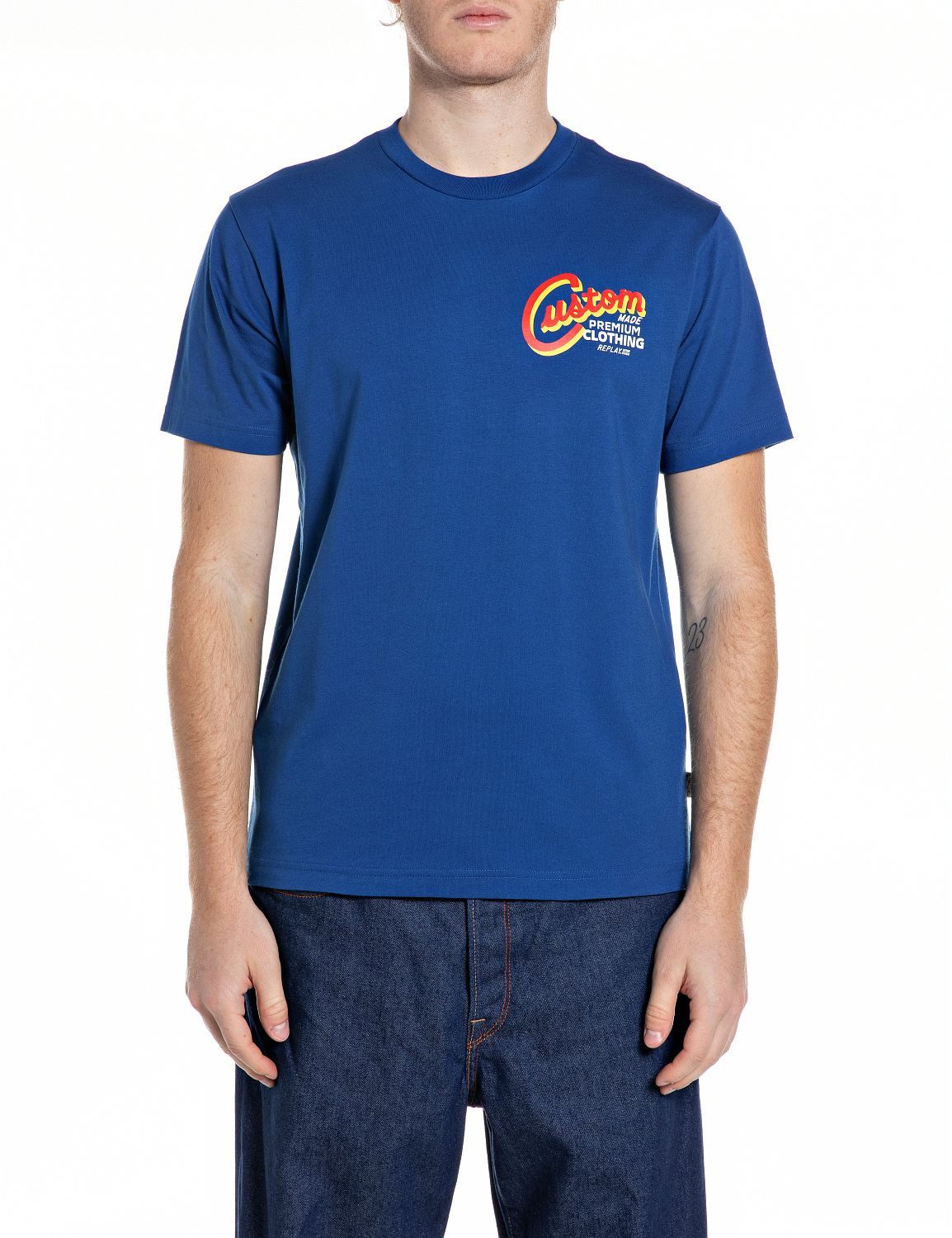 Replay T-Shirt mit Frontprint auf der Brust, Rundhals