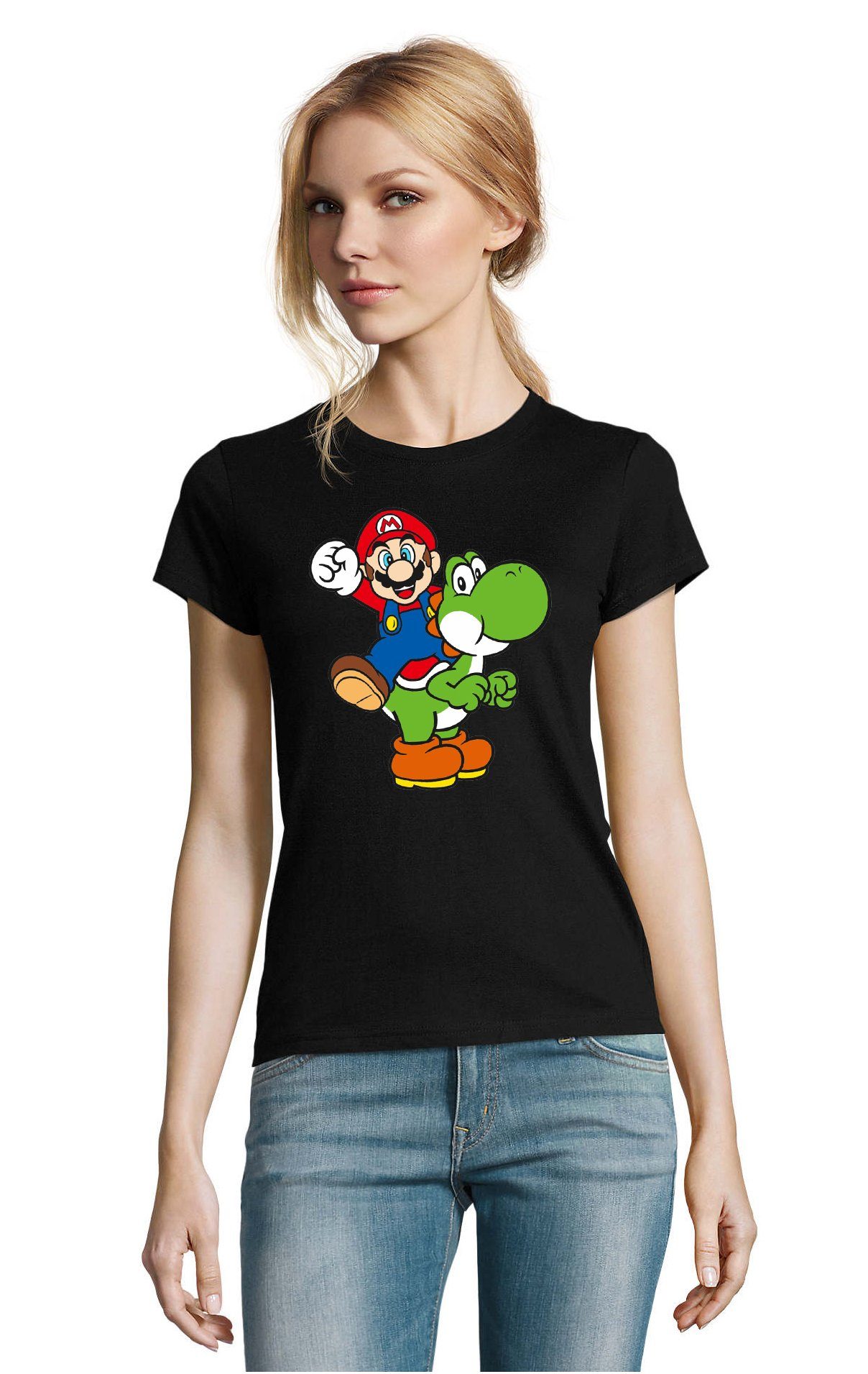 Blondie & Brownie T-Shirt Damen Yoshi & Mario Gaming Geek Konsole Super Retro