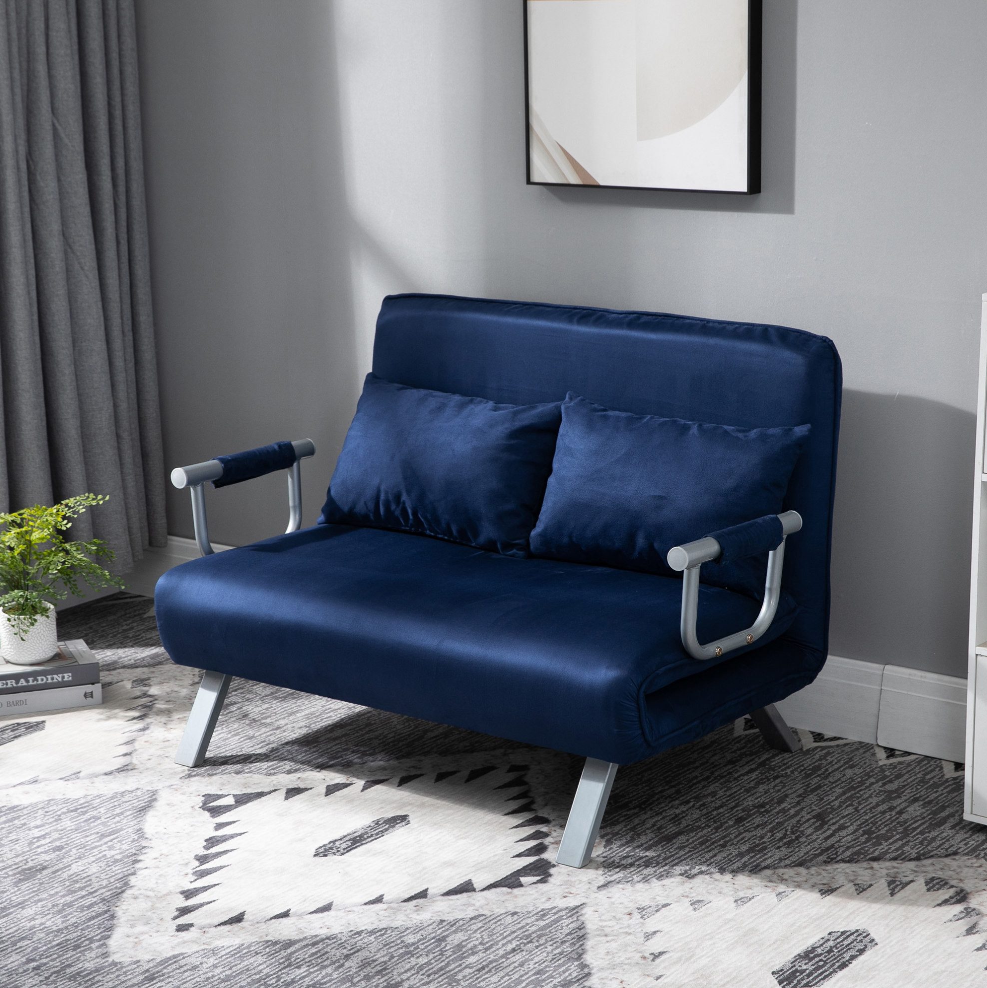 OKWISH Schlafsofa mit Schlaffunktion & verstellbarer Rückenlehne, Samtoptik 111x78x80 cm, Gepolsterte Couch mit Wurfkissen für Wohnzimmer & Schlafzimmer 1 Teile, Kompaktes Polstersofa für den täglichen Gebrauch & Gäste