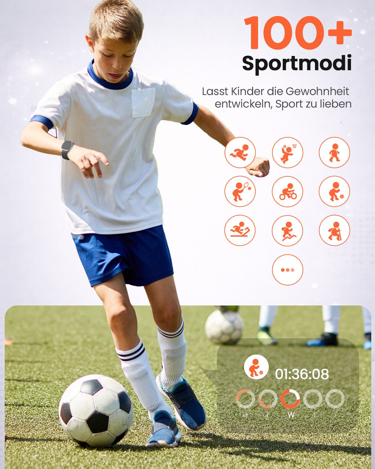 SWGOTA Smartwatch Kinder für Jungen und Mädchen 5-16 Jahren mit Telefon, IP68 Smartwatch (1,5 Zoll), Smartwatch für Kinder mit 20 Sportmodi/Herzfrequenz/Schlafmonitor, Kinder Smartwatch Schrittzähler, Wecker, Geschenk für Kinder