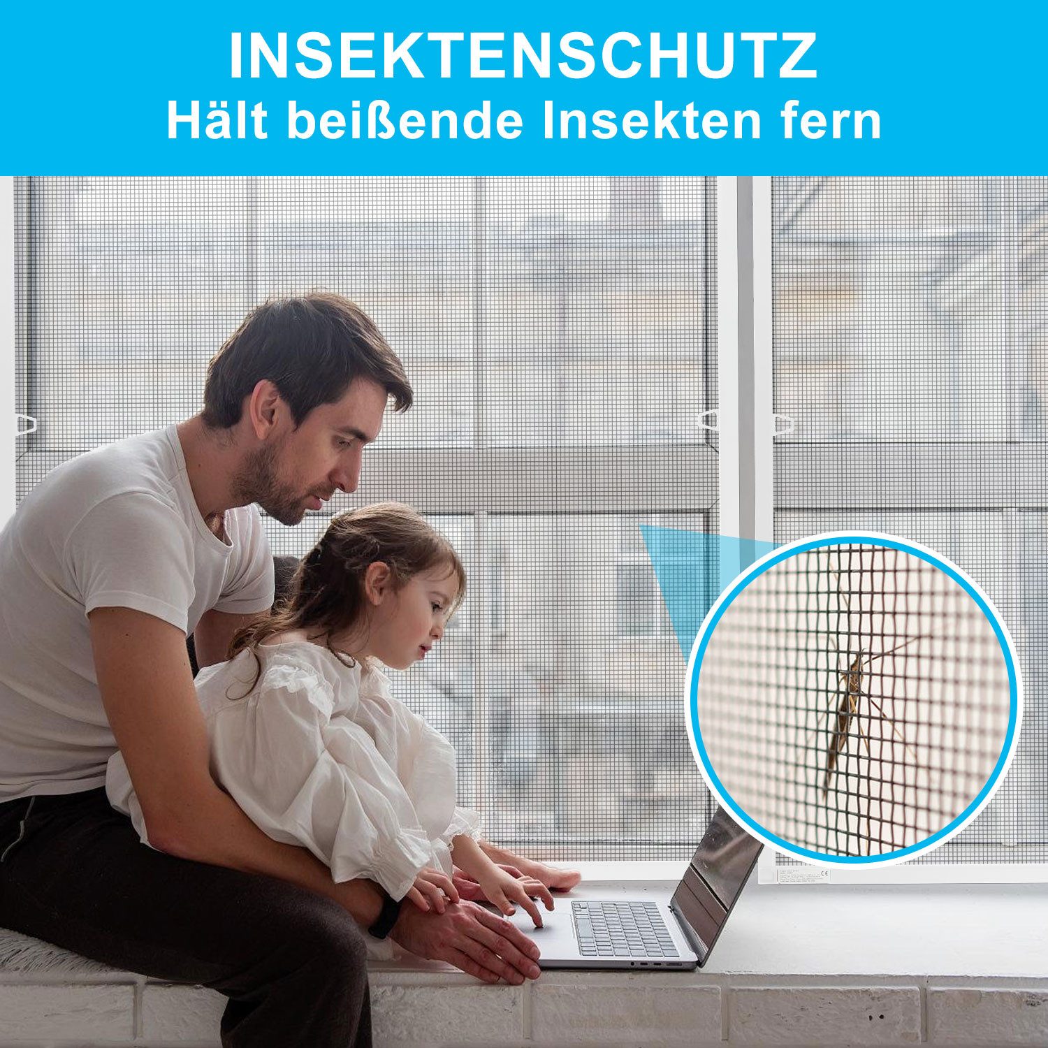 Clanmacy Insektenschutz-Fensterrahmen Fliegengitter Fenster Insektenschutz Moskitonetz Mückenschutz Gaze