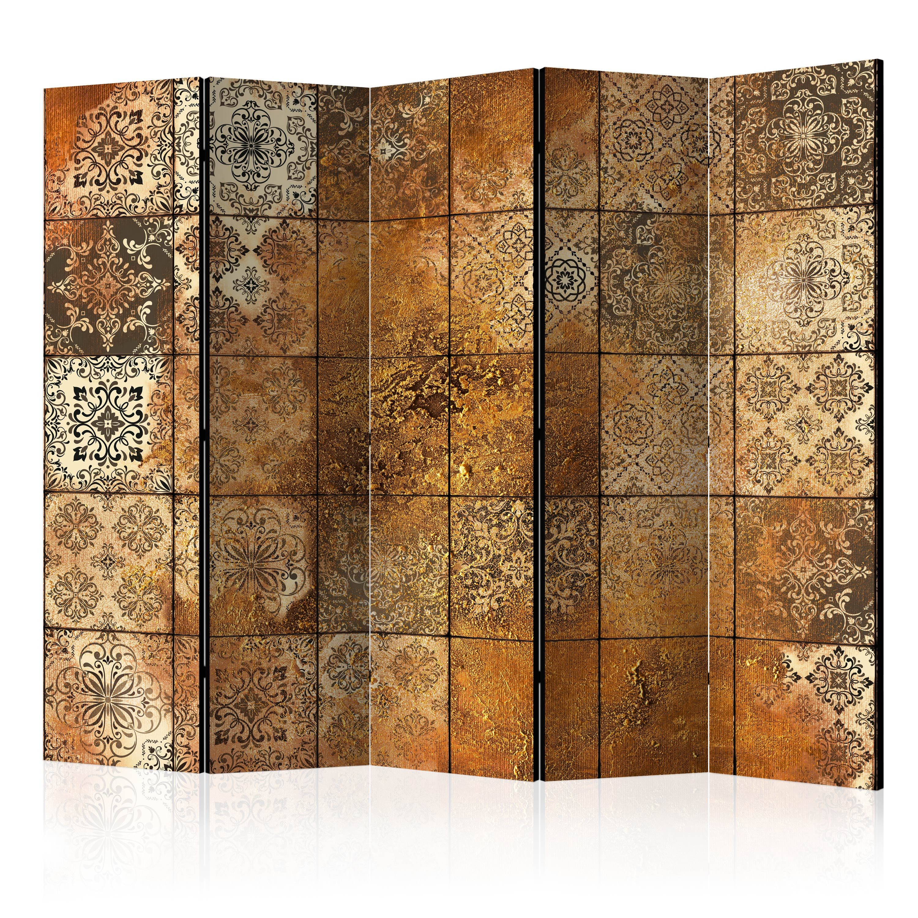 Muralo Paravent 5-teilig Raumteiler klappbar Vintage Mosaikfliesen (Packung, 1 St., 225x172 cm), 3 Varianten, Für das Wohnzimmer, das Schlafzimmer