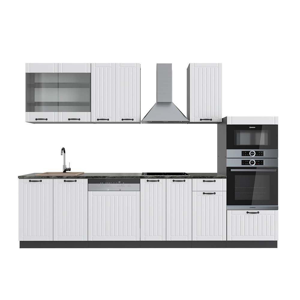 Vicco Küchenzeile Fame-Line, Weiß Landhaus/Anthrazit, 300 günstig online kaufen