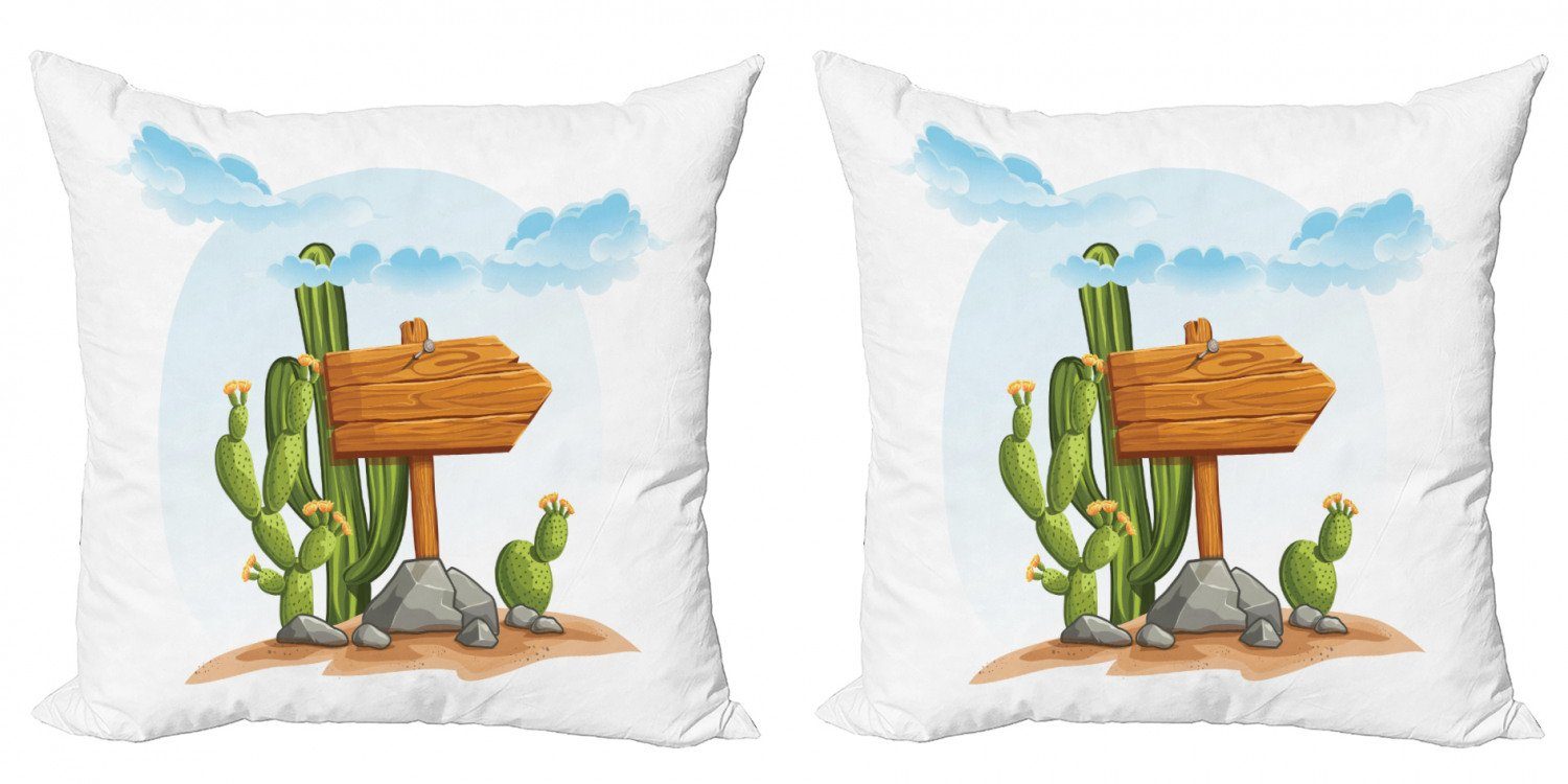Wüste Kaktus Kissenbezüge Accent Doppelseitiger Flora Abakuhaus (2 Digitaldruck, Cartoon Stück), Modern