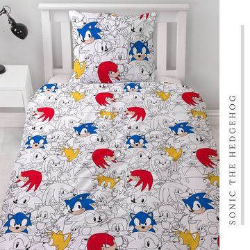 Bettwäsche Sonic 135x200 + 80x80 cm, 100 % Baumwolle, MTOnlinehandel, Renforcé, 2 teilig, Sonic The Hedgehog Comic Bettwäsche für Kinder, Teenager, Jugend