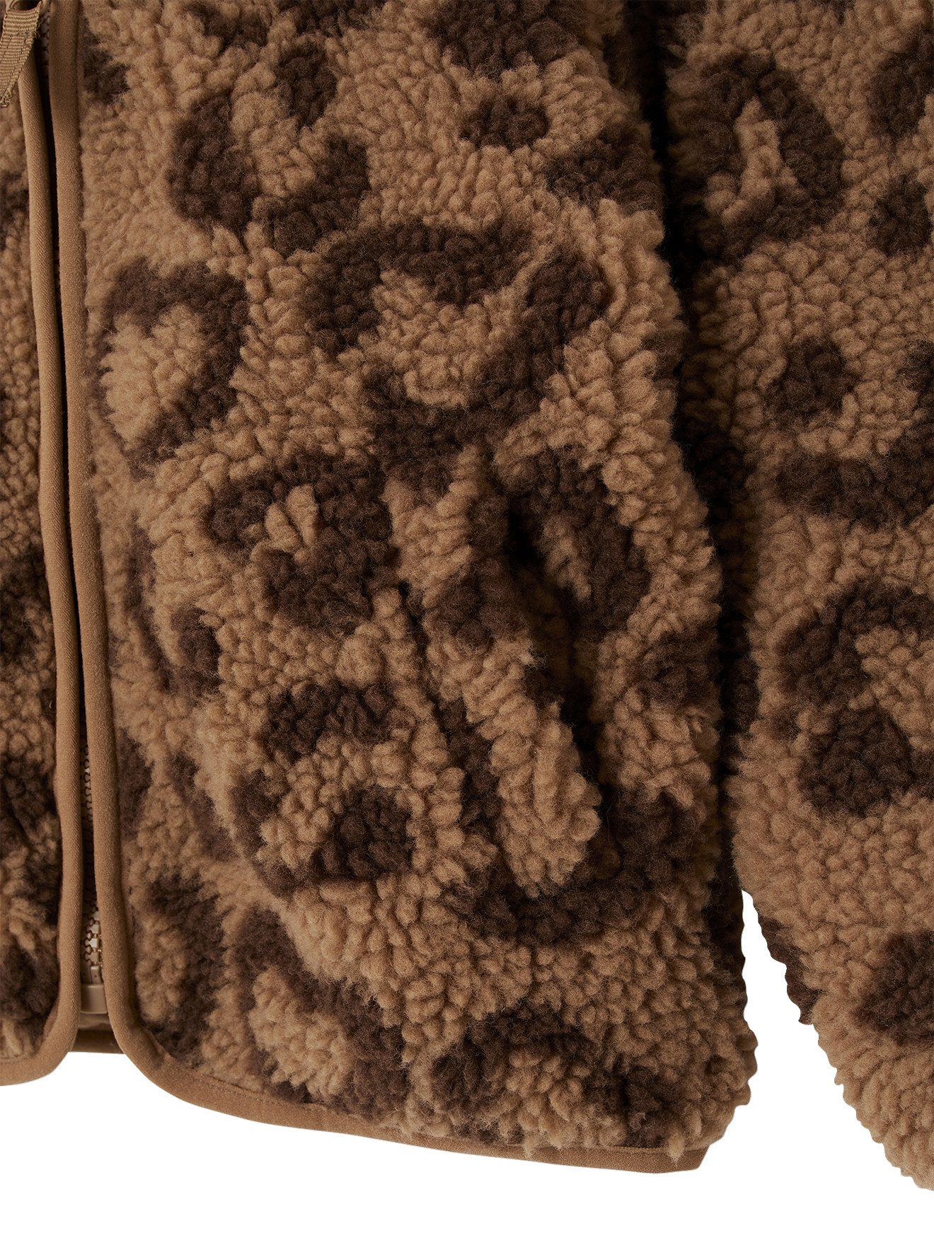 vertbaudet Blouson Mädchen Teddyfleece-Jacke mit Kapuze und Leopardenmuster – Bild 3 von 5