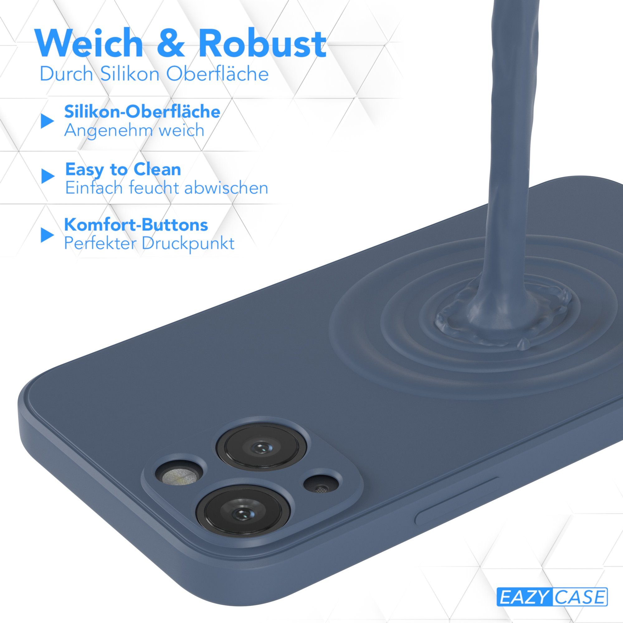 EAZY CASE Handyhülle für Apple iPhone 13 Mini Hülle Silikon 5,4 Zoll, Handy Softcase mattierte Silikonhülle Back Cover Soft Blau / Petrol – Bild 5 von 5