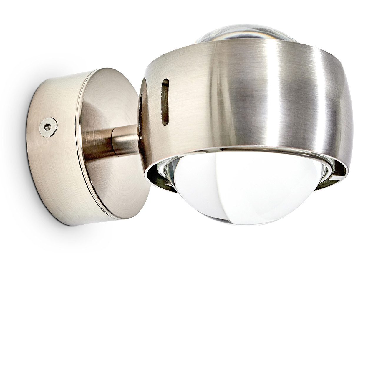 hofstein Wandleuchte »Osacca« Halbrunde Wandlampe für das Wohnzimmer, ohne Leuchtmittel, Metall-Lampe mit Glaslinsen in Nickel matt