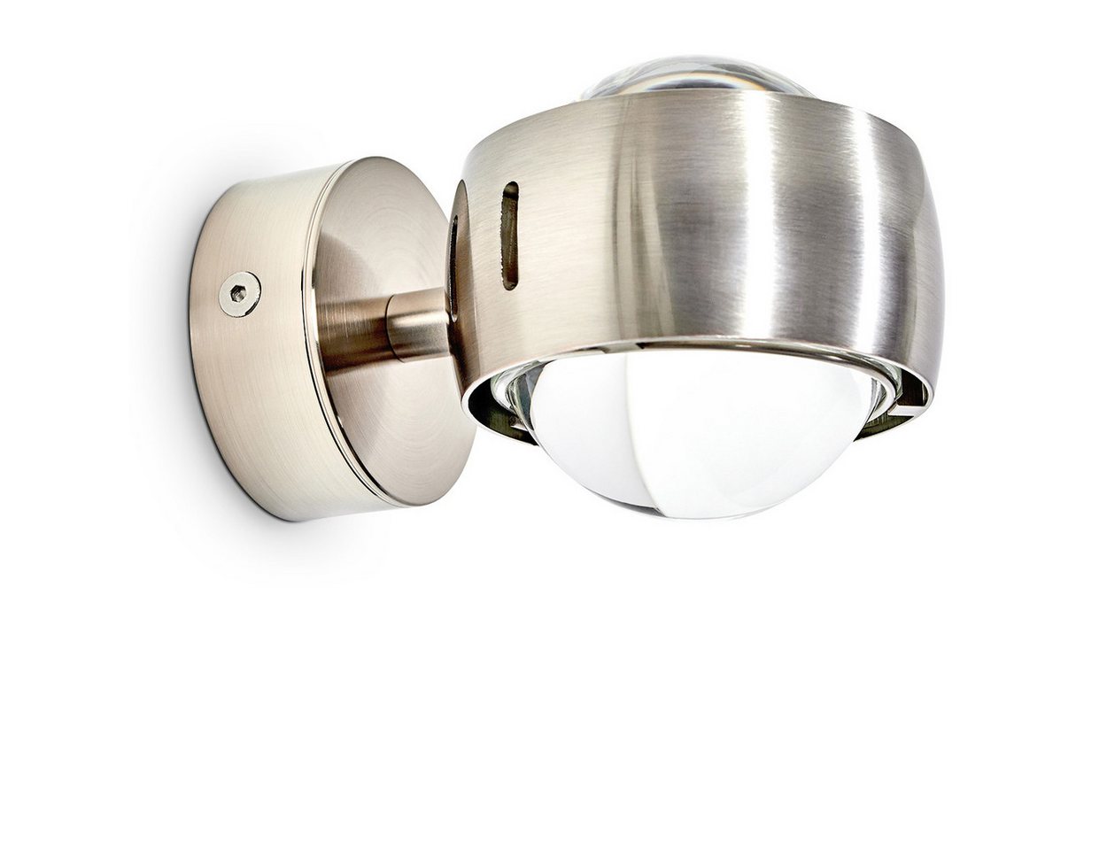 hofstein Wandleuchte »Osacca« Halbrunde Wandlampe für das Wohnzimmer, ohne Leuchtmittel, Metall-Lampe mit Glaslinsen in Nickel matt