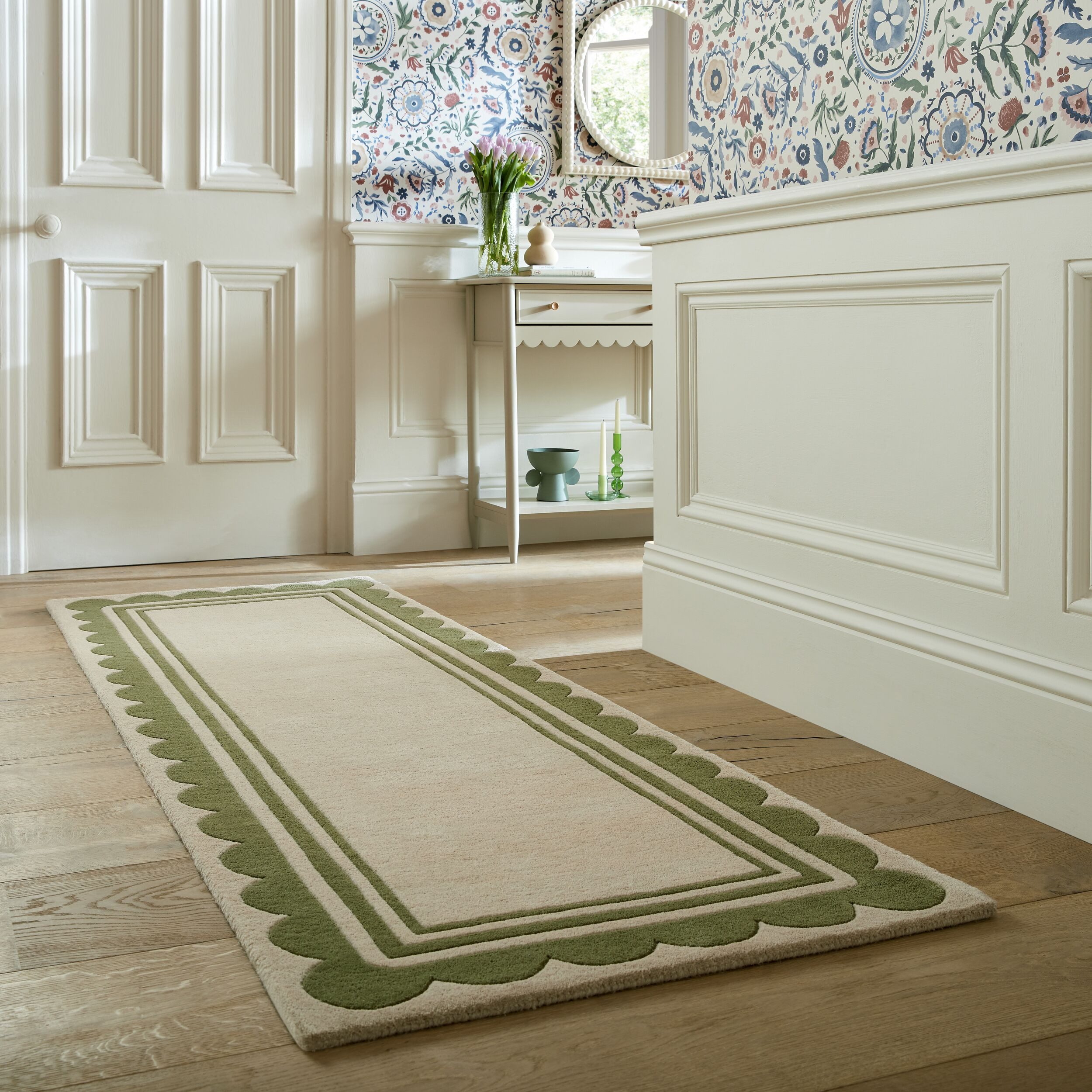 FLAIR RUGS Wollteppich Lois mit Jakobsmuschelbordüre, rechteckig, Höhe: 10 mm, mit Jakobsmuschelbordüre – Bild 2 von 5