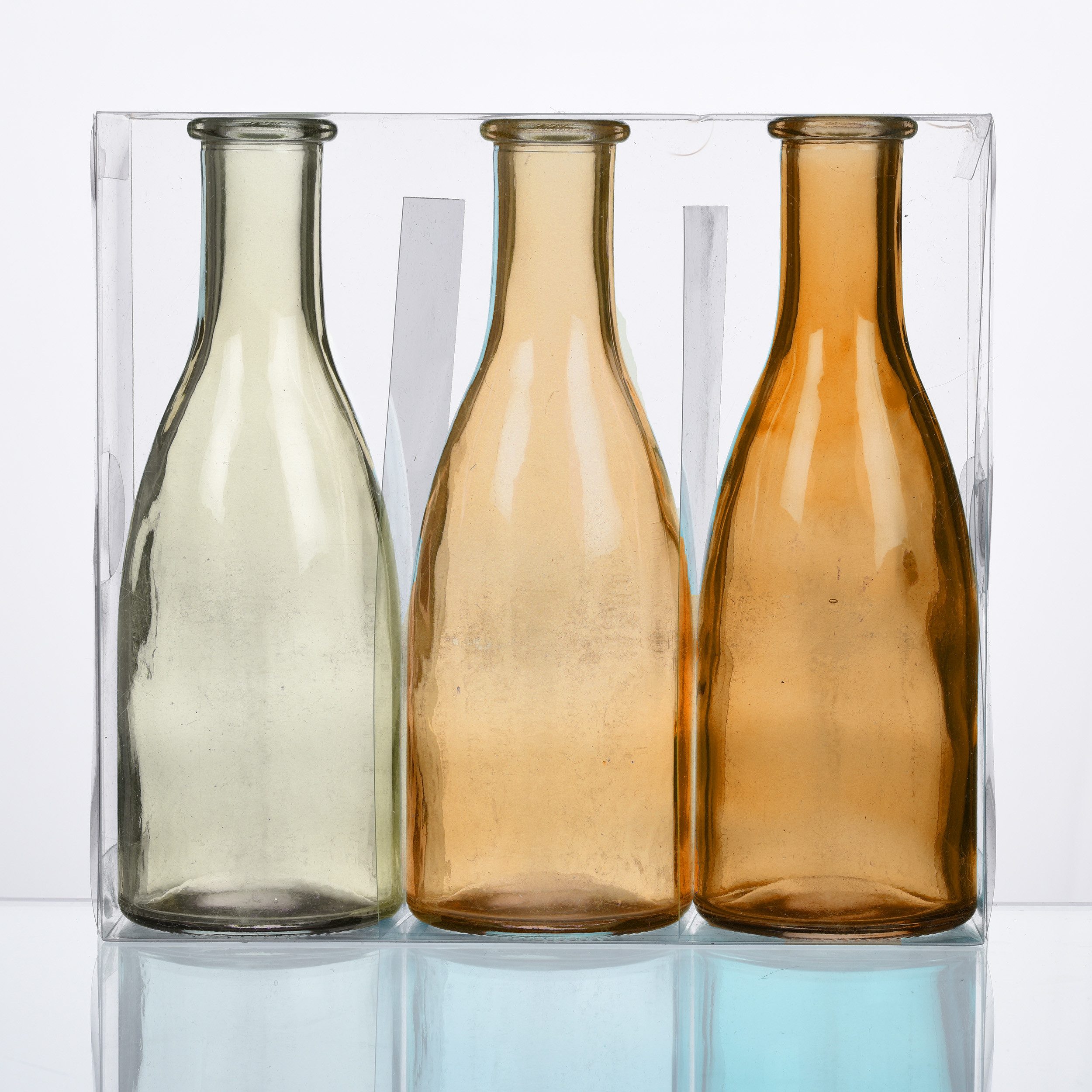 Sandra Rich Dekovase Glasvase 3er Set "Bottle groß" Ø 6,5 x 18,5cm, Glasflaschen