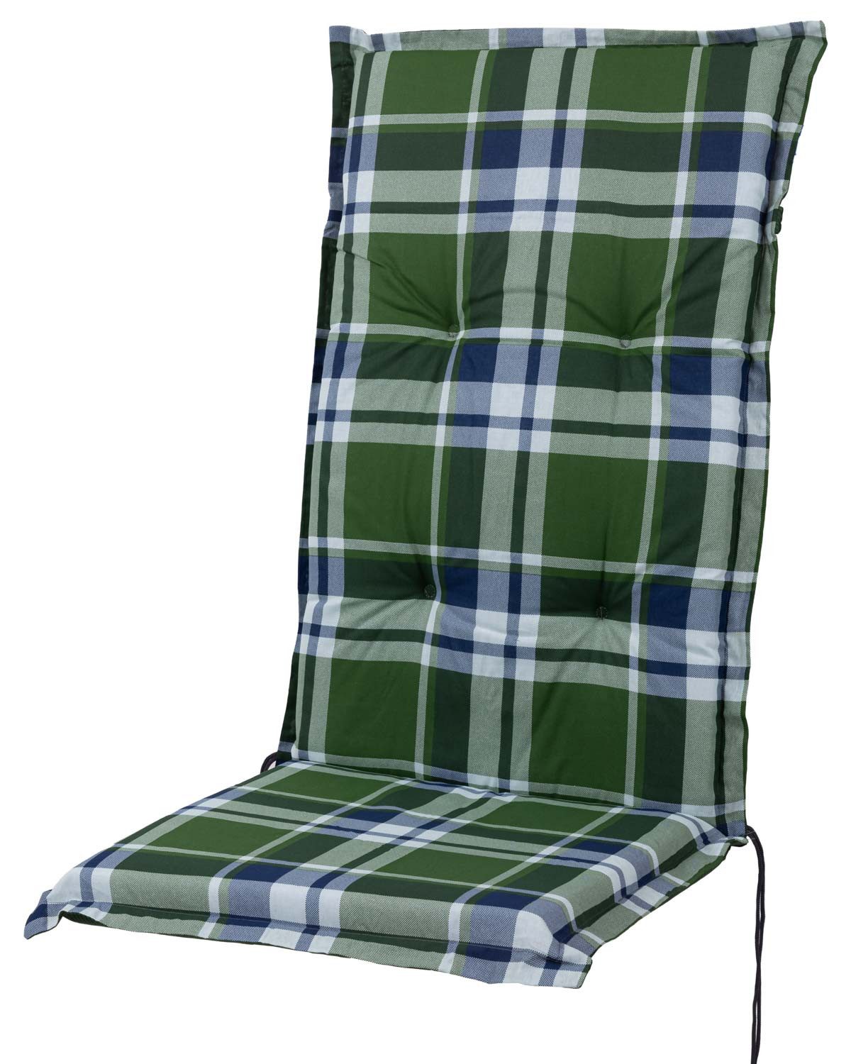 Sun Garden Hochlehnerauflage Hochlehner Naxos 90761-202 grün-weiß kariert 120x48x5,5 cm Sun Garden, (1 St), Halteband verstellbar mit Bindebändern