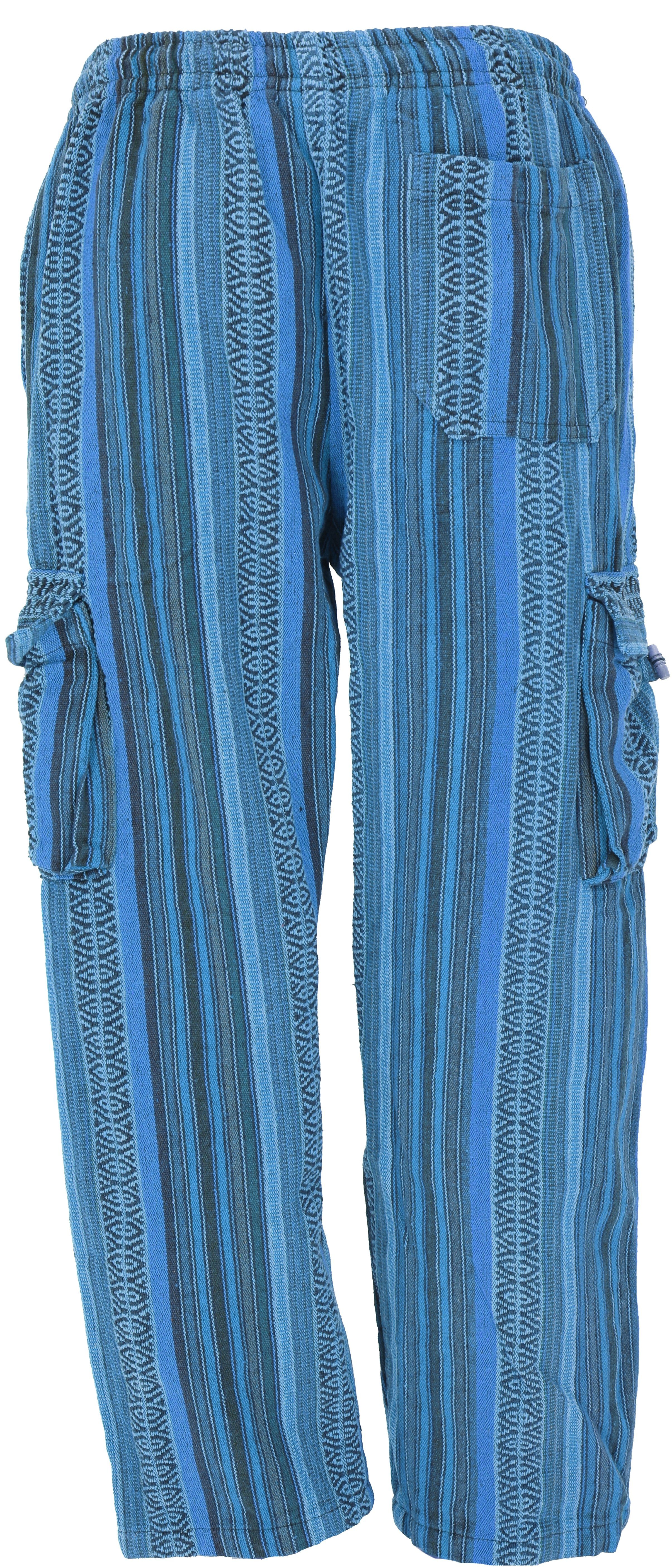 Goa - Style, Hippie, alternative Hose, Loose fit Hose Ethno Guru-Shop Bekleidung Relaxhose blau Wohlfühlhose,