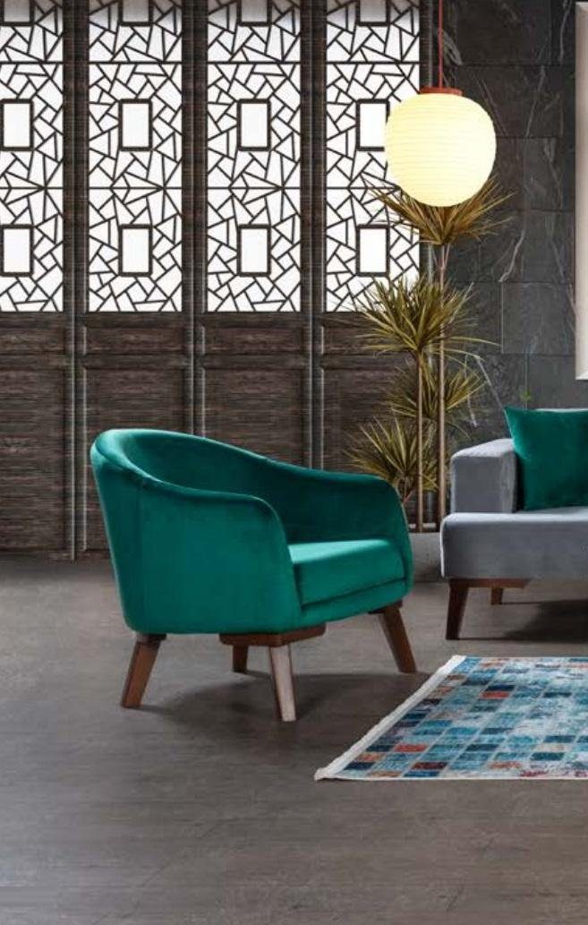 JVmoebel Sessel, Sessel Luxus Polster Sessel Wohnzimmer Textil Einsitzer Möbel