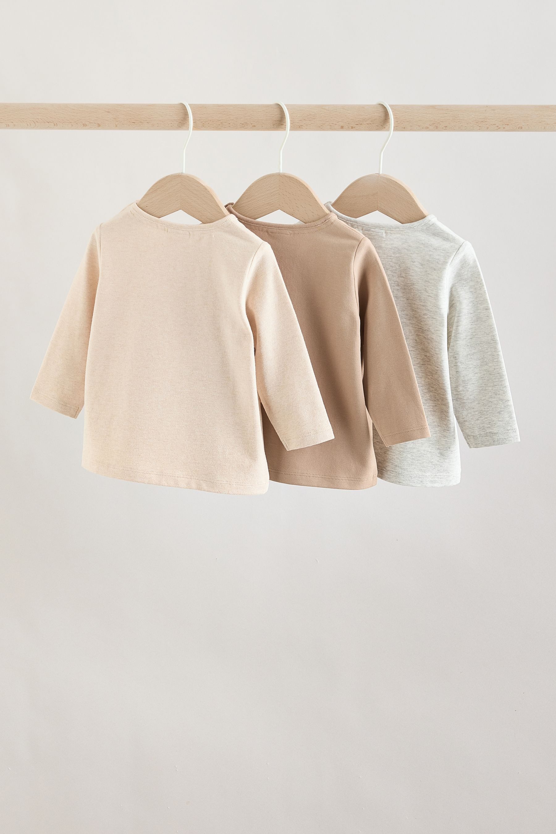 Next Langarmshirt 3er-Pack langärmelige Baby T-Shirts (3-tlg)