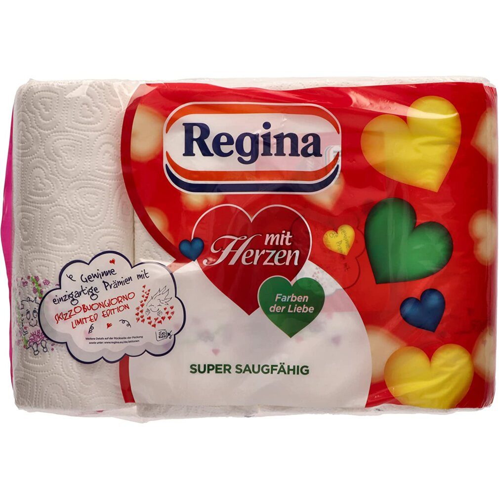 Regina Toilettenpapier Küchenrollen mit Herzen 3-lagig, 4 Rollen