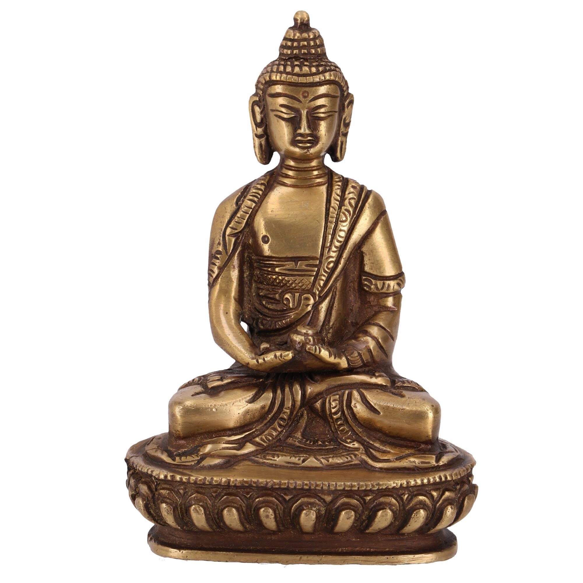 Buddhafigur Buddha Statue aus Messing Dhyana Mudra 14 cm -..