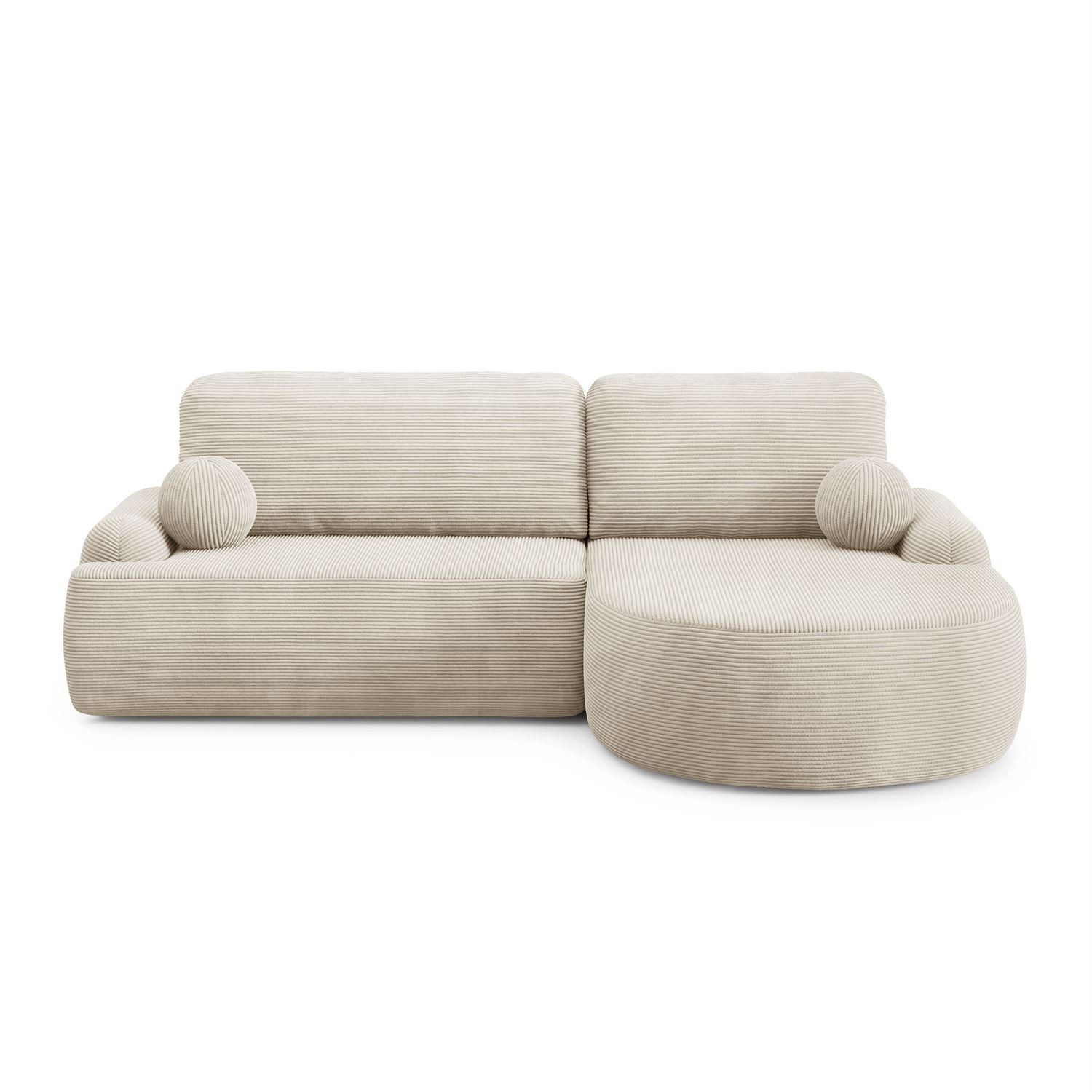 Lookway Ecksofa CLEO CORD Rundes Ecksofa mit Schlaffunktion und Bettkasten günstig online kaufen