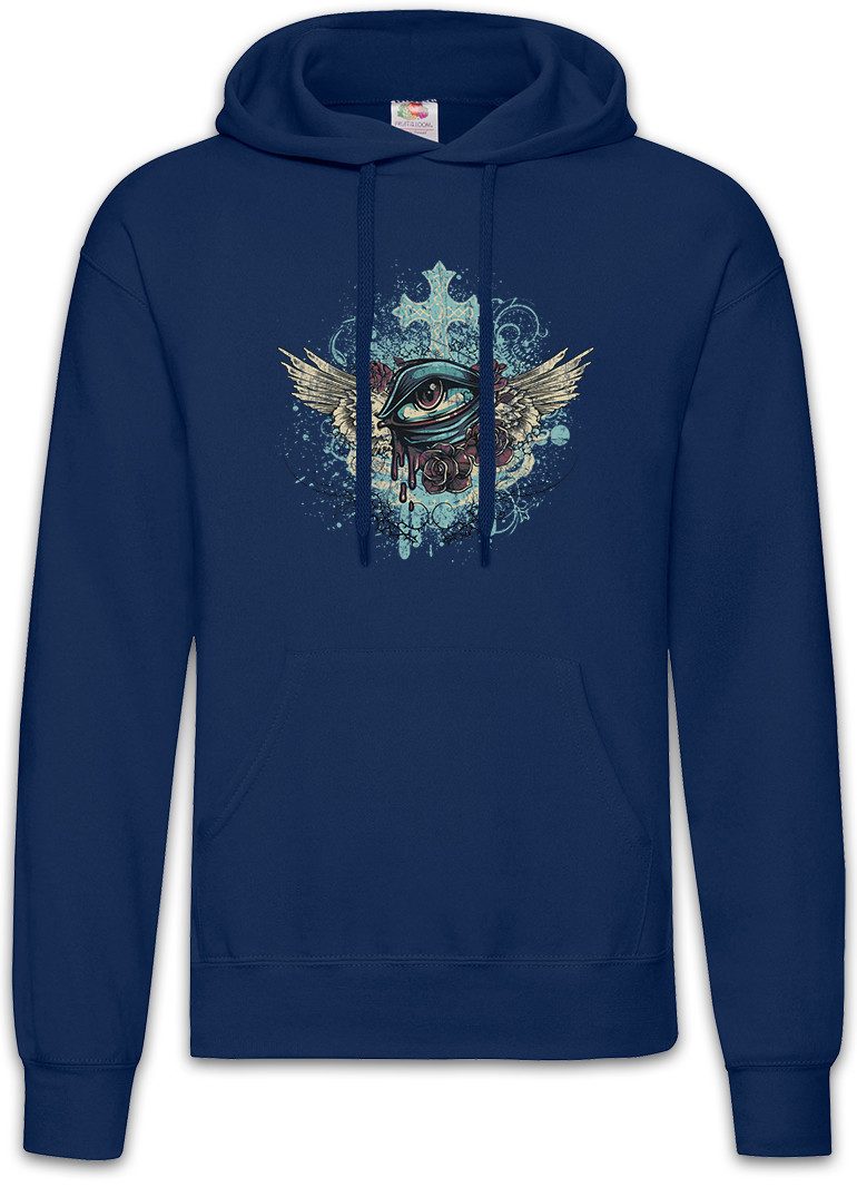 Hoodie Winged Eye Herren Hoodie Tattoo Auge Roses Rosen Newschool Rockabilly