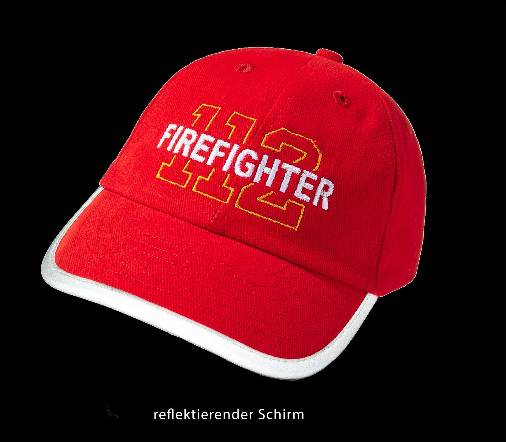 Baddery Baseball Firefighter - Feuerwehrauto Cap Einheitsgröße, One Kappe Stick, Klett-Verschluss 3 Sticker), Reflektoren Rot Kinder (inkl. Size