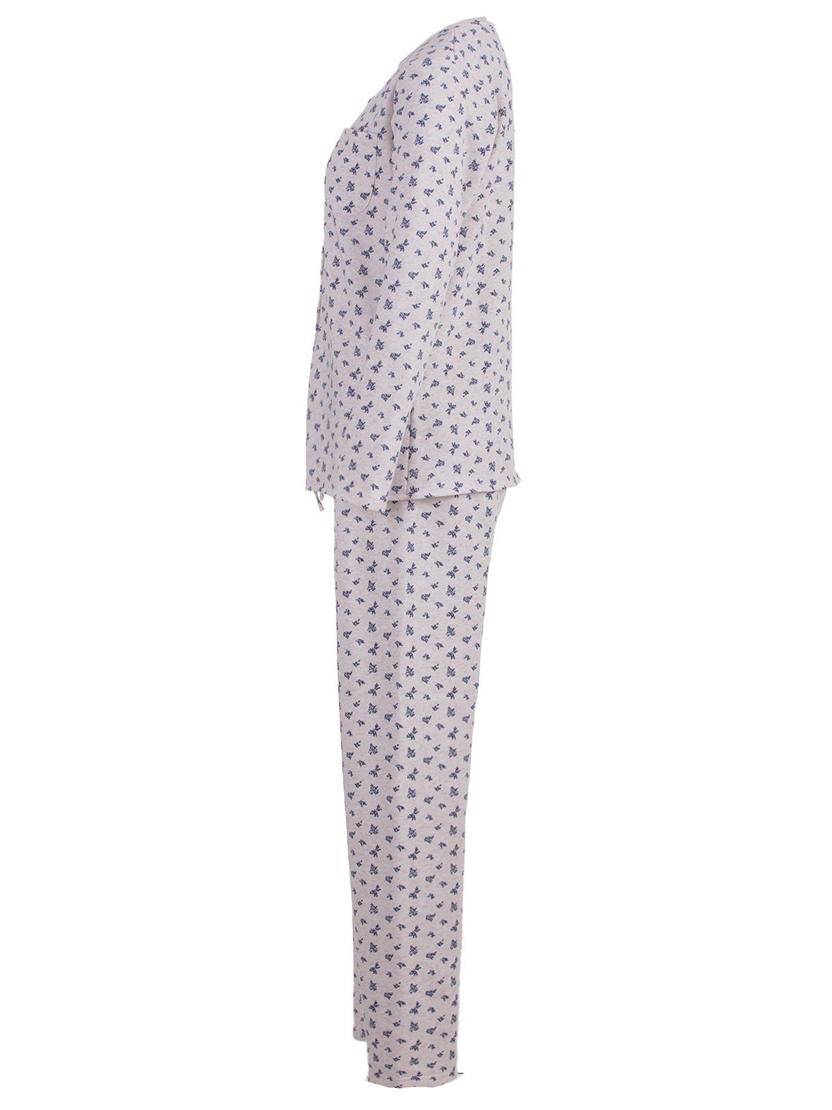 zeitlos Schlafanzug Pyjama Set Thermo - Blumen blau günstig online kaufen
