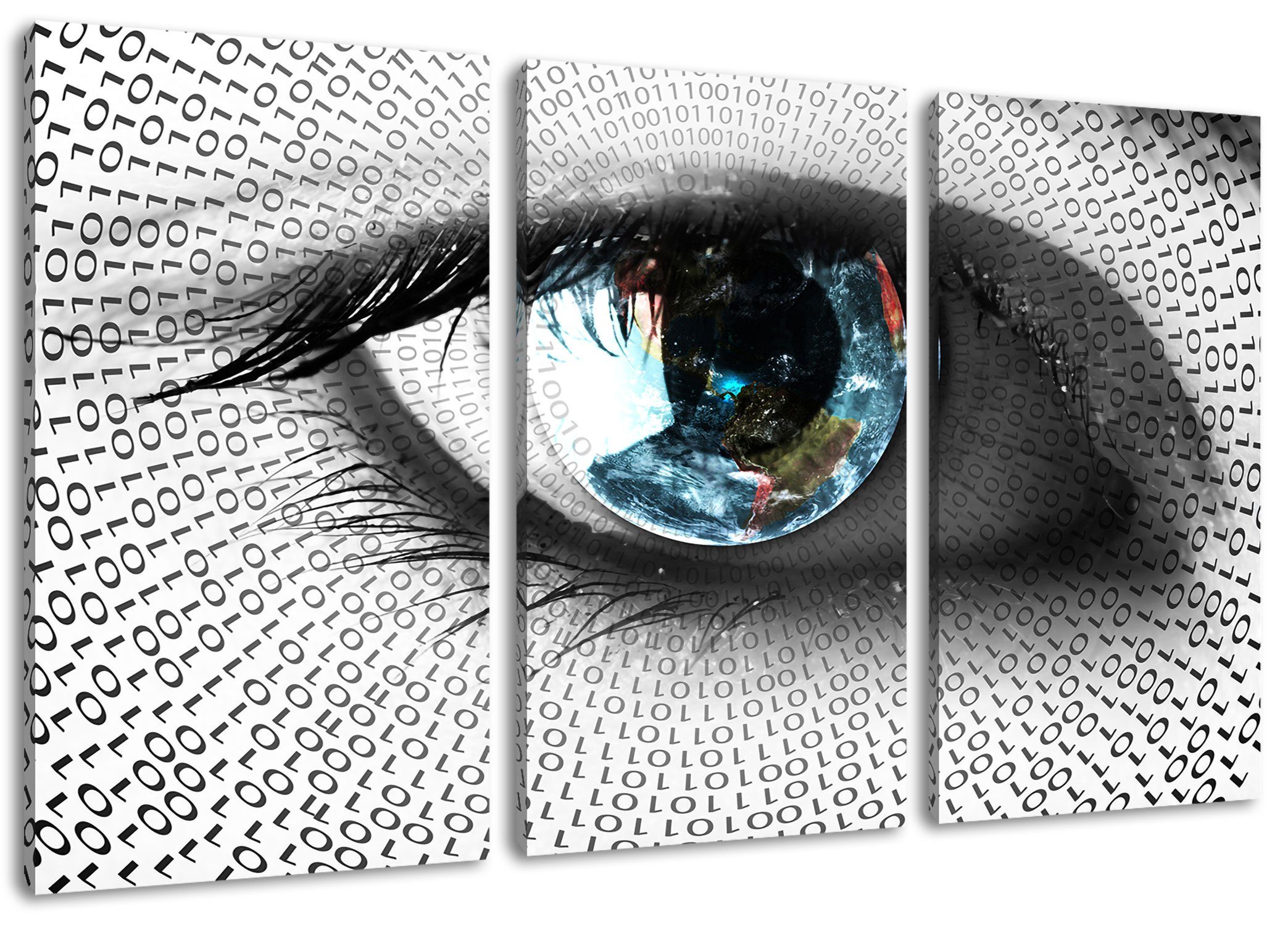 Leinwandbild Auge mit binärem Code