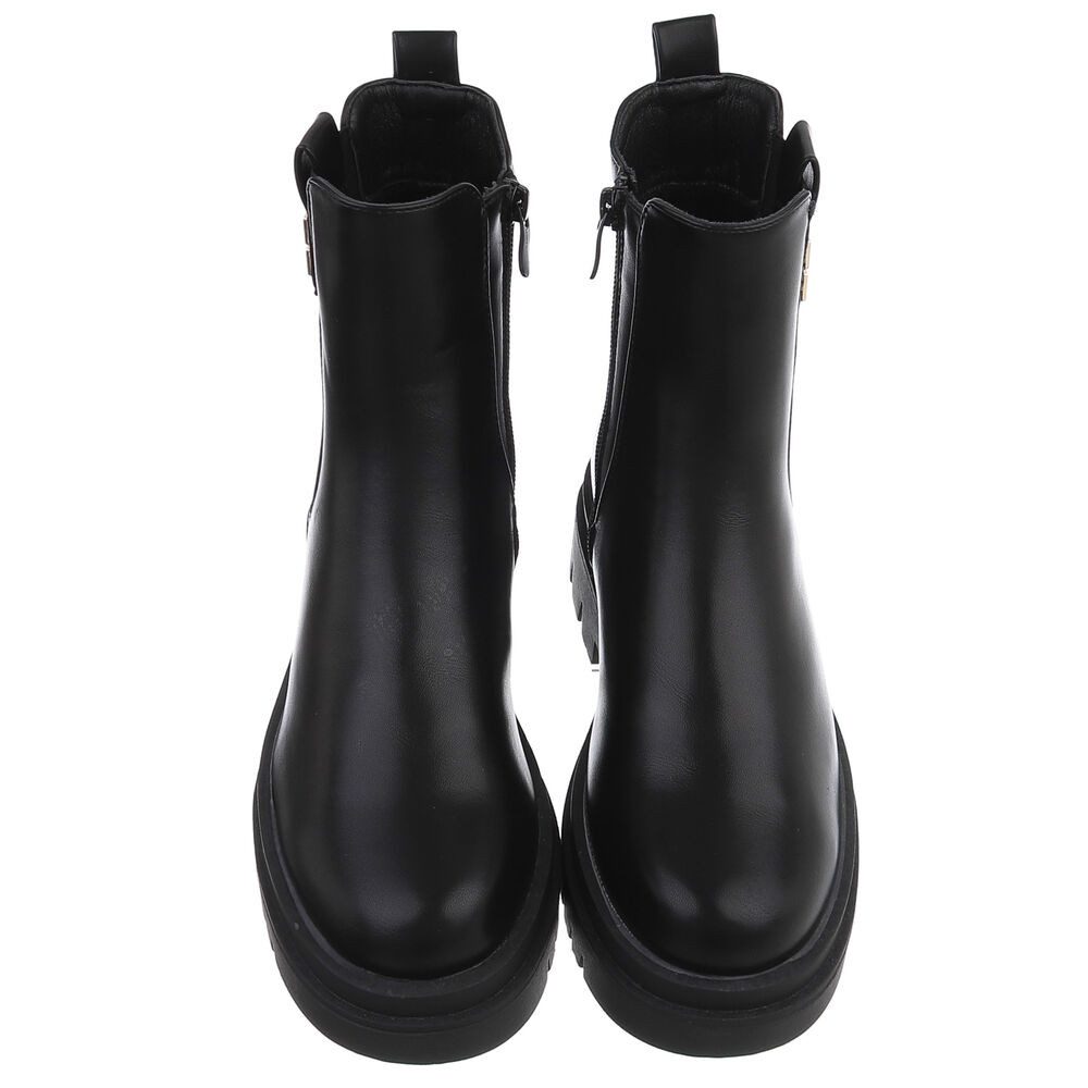 Ital-Design Elegante Chelsea Boots mit komfortabler Sohle für Damen Plateaustiefelette (90598534) Blockabsatz Stiefeletten in Schwarz – Bild 4 von 5
