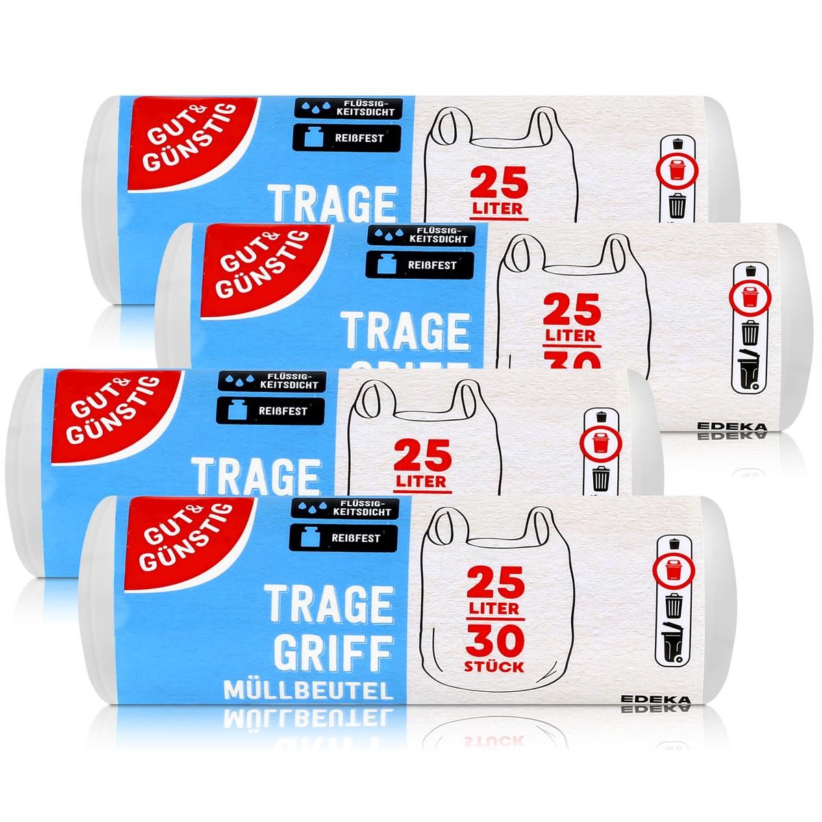 Gut & Günstig Müllbeutel Gut & Günstig Müllbeutel mit Tragegriff 25L/30 Beutel (4er Pack)