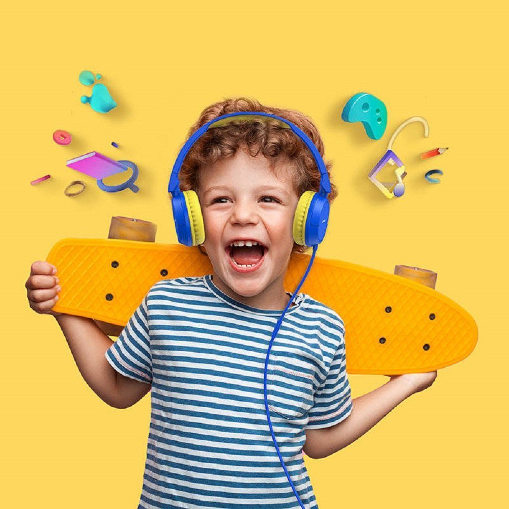 JOYROOM On-Ear-Kopfhörer Kinder für On-Ear-Kopfhörer blau mm 3,5 Kinder Miniklinke