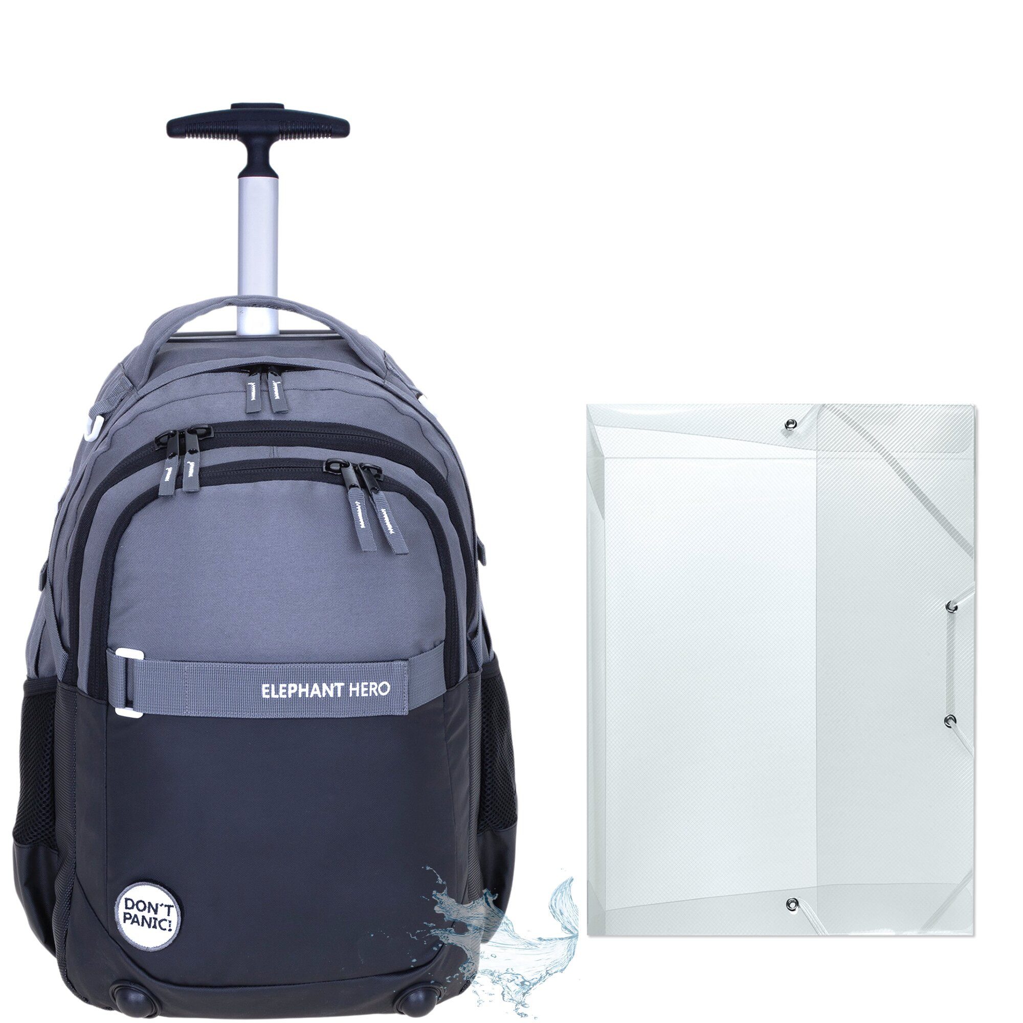 ELEPHANT Schulrucksack Trolley Schultrolley Hero Signature (2 Teile, Trolley + Heftbox A4), Schultasche mit Räder Rucksack Kinder Schule + Heftbox