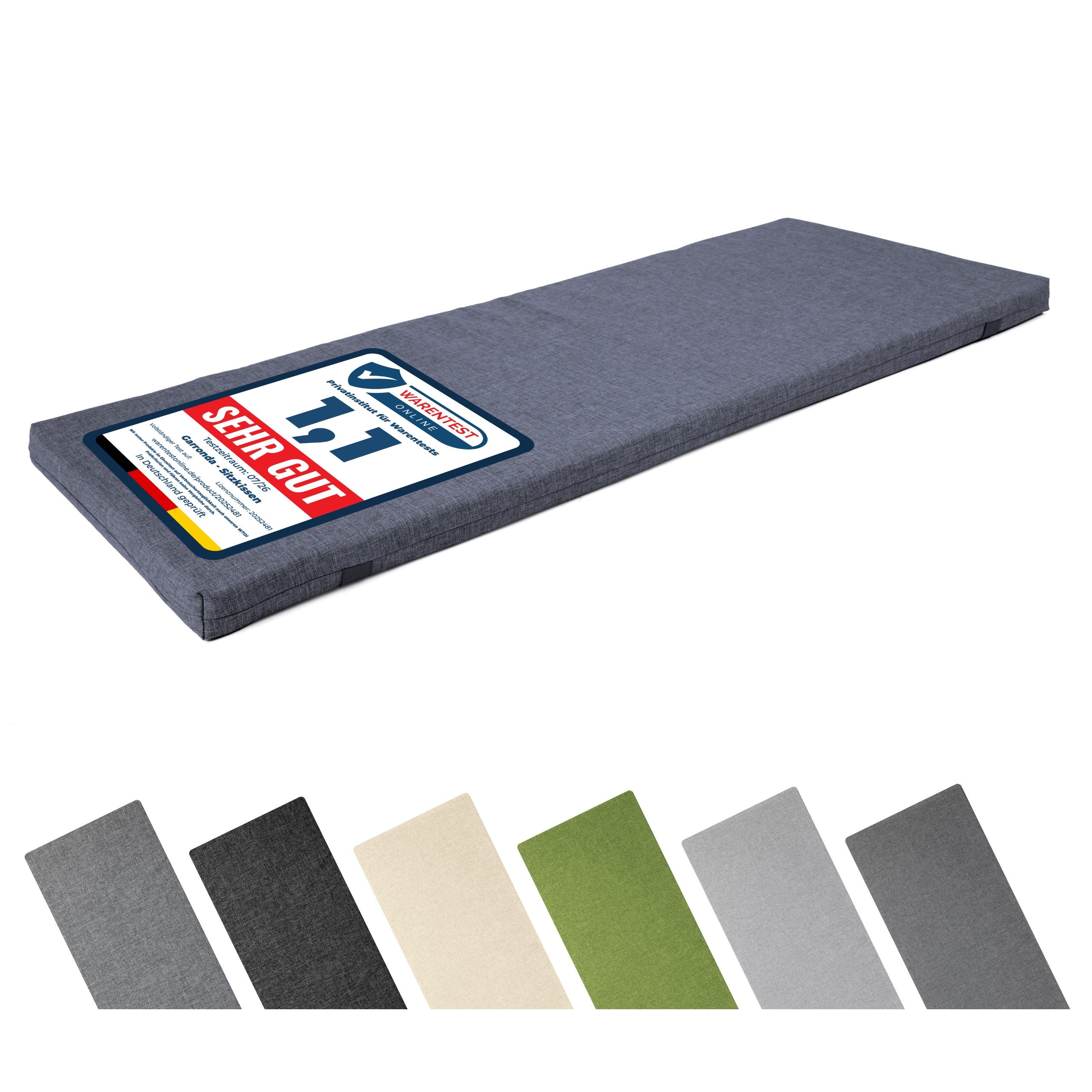 Garronda Bankauflage 100-200 cm, ca. 4 cm dick, wasserabweisend, mit Bändern GD-0220, (1 St), Hypoallergen, UV-beständig, Wasserbeständig