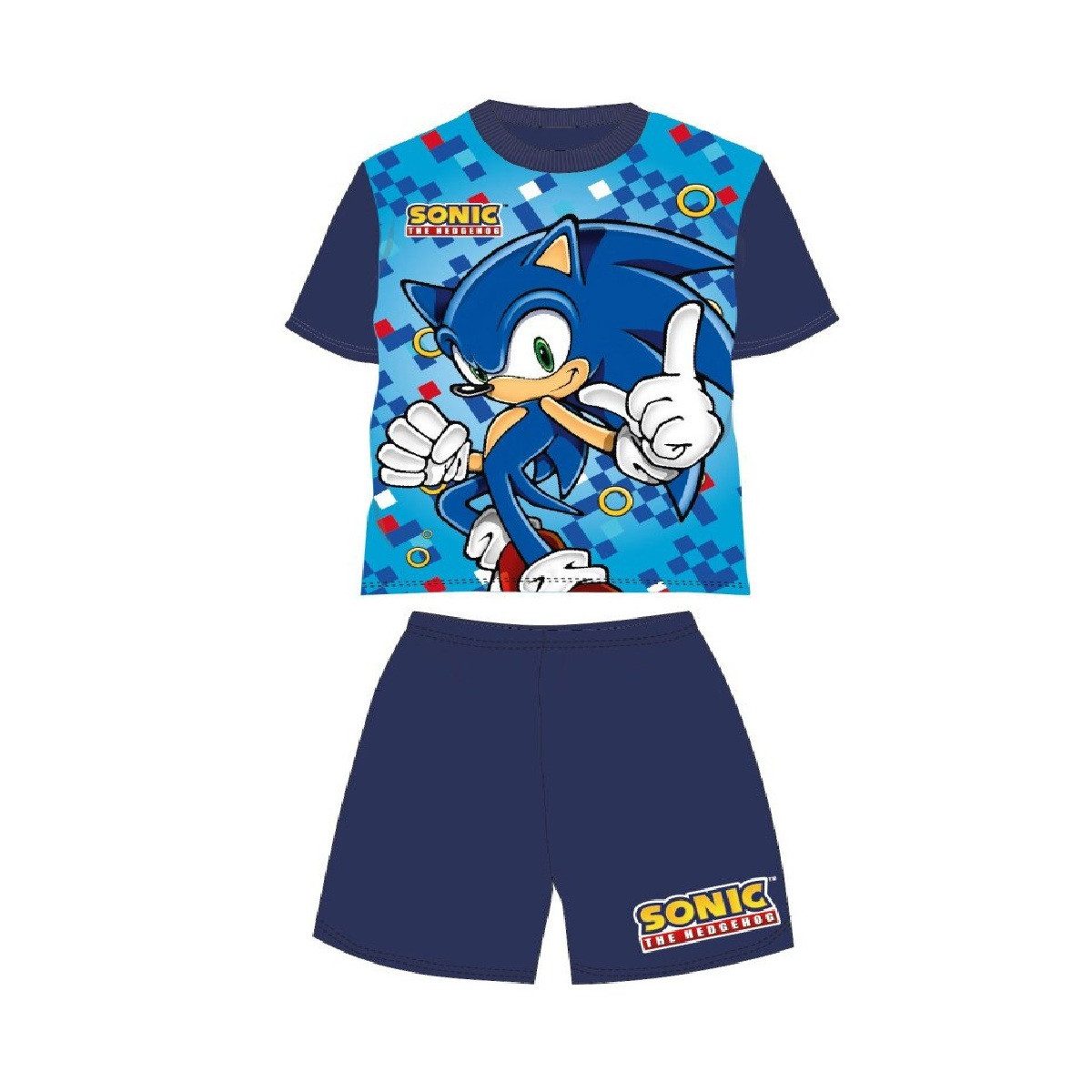 Sonic T-Shirt Sonic the Hedgehog Kurzpyjama Kinder 3–8 Jahre – Schlafanzug Set