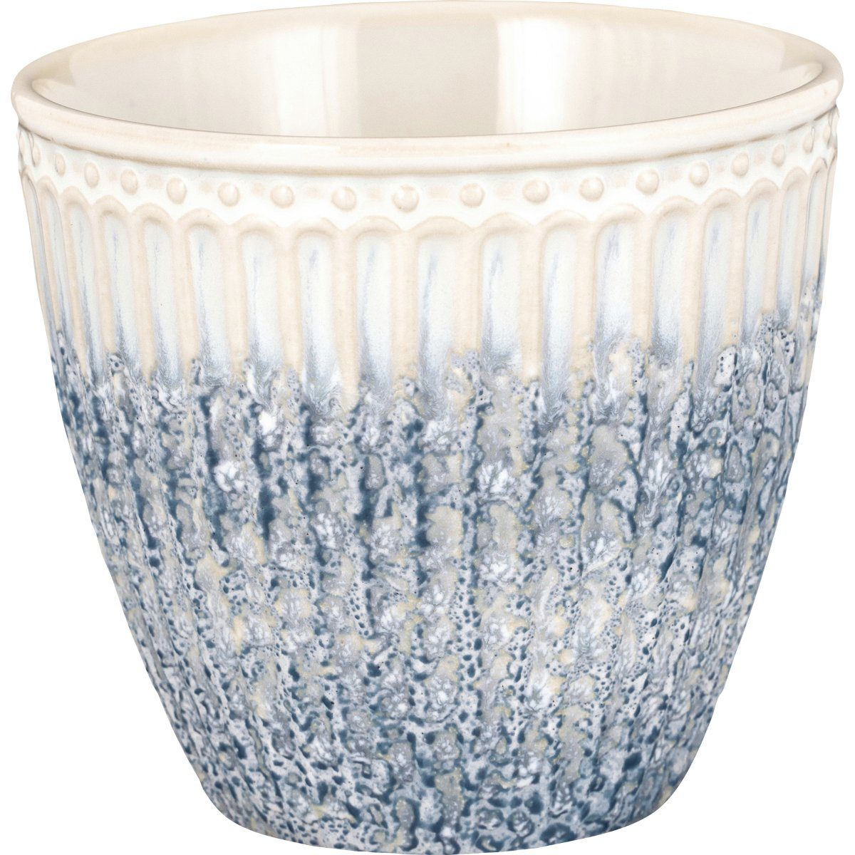 Greengate Becher Alice Latte Cup ripple blue 0,35l, Steingut