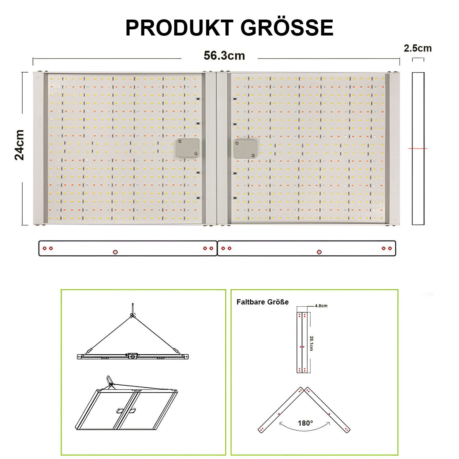 Jibenhome Pflanzenlampe Dimmbare Grow Lampe Vollspektrum für Zimmerpflanzen, Gemüse, Blume, Faltbar Pflanzenlicht 120W mit 3 Lichtmodi, Timer, 10 Helligkeit