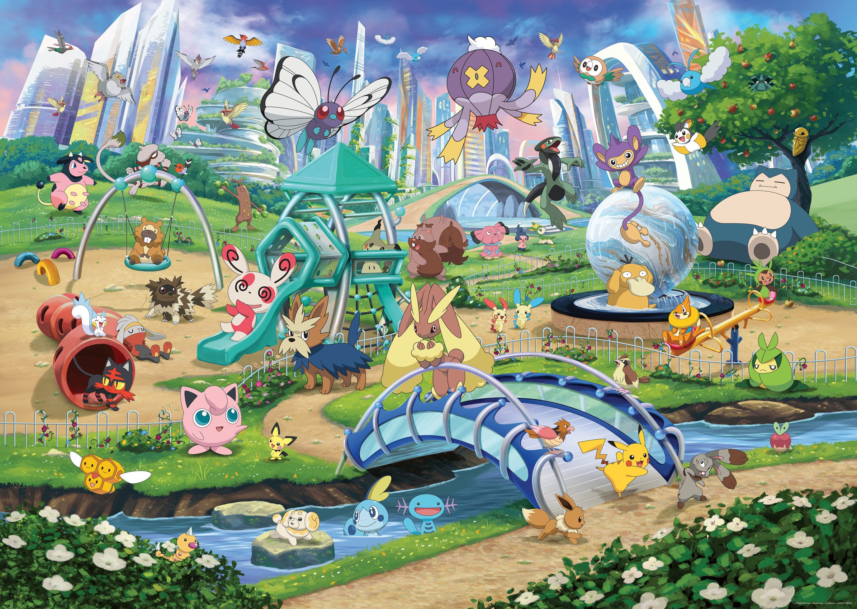 Ravensburger Puzzle Pokémon, Eevee and Park, 1000 Puzzleteile, Made in Germany