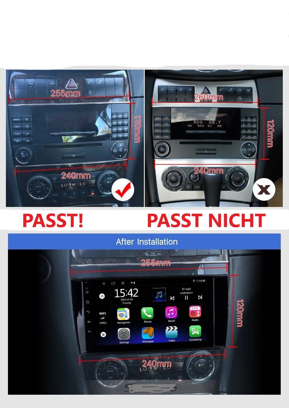 zoll 8 Benz GPS android Class CLK für Navi W209 Mercedes Autoradio GABITECH Autoradio
